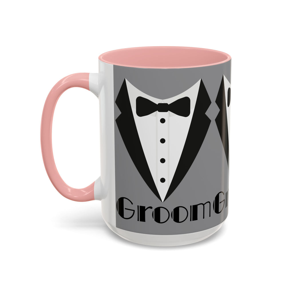 Groom Coffee Mug, Wedding Gift, Groomsmen Party Mug, Black and White Accent Mug, Engagement Celebration