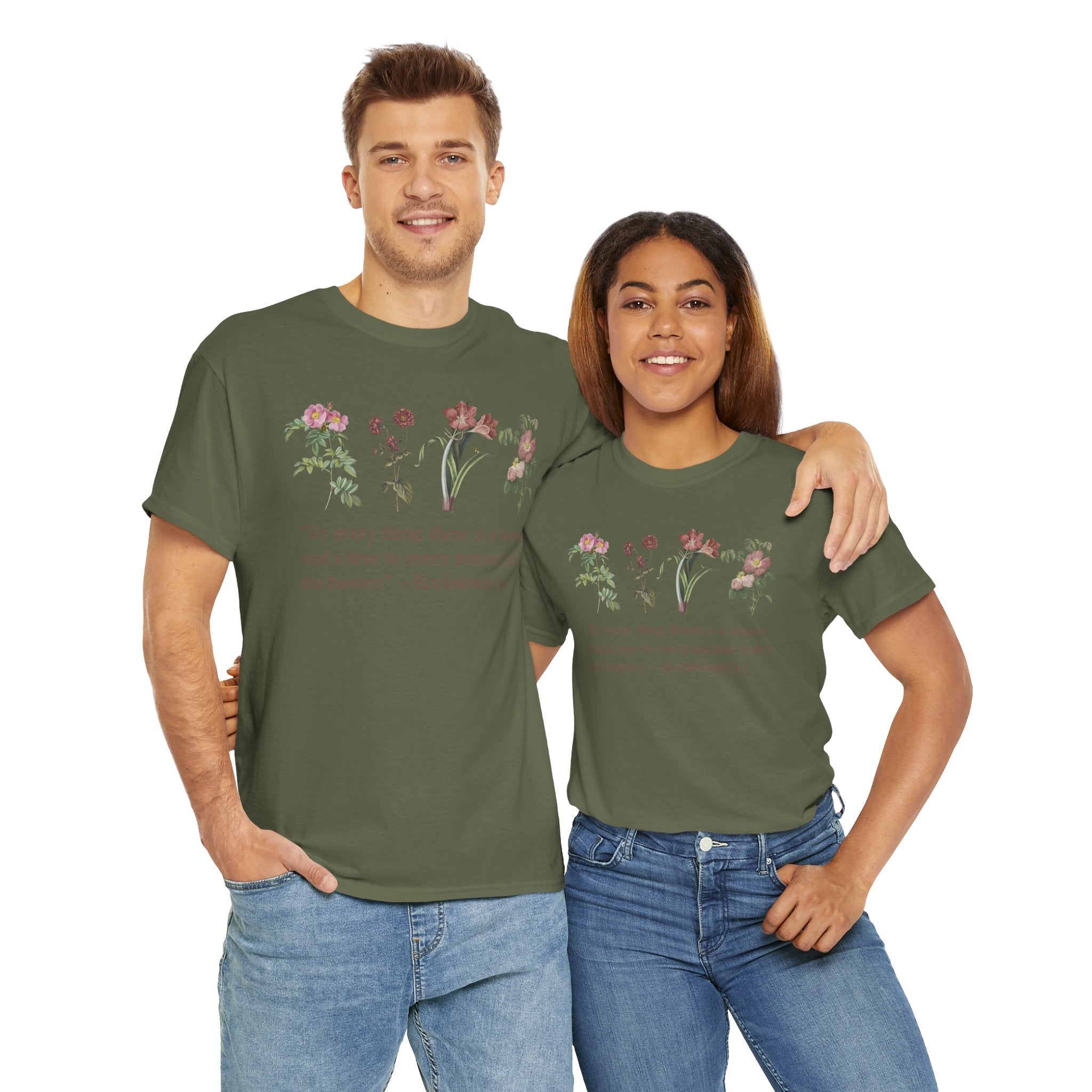 Christian -Biblical Inspirational Floral Quote Tee, Nature Lover Gift, Eco-Friendly Fashion, Casual Everyday Wear