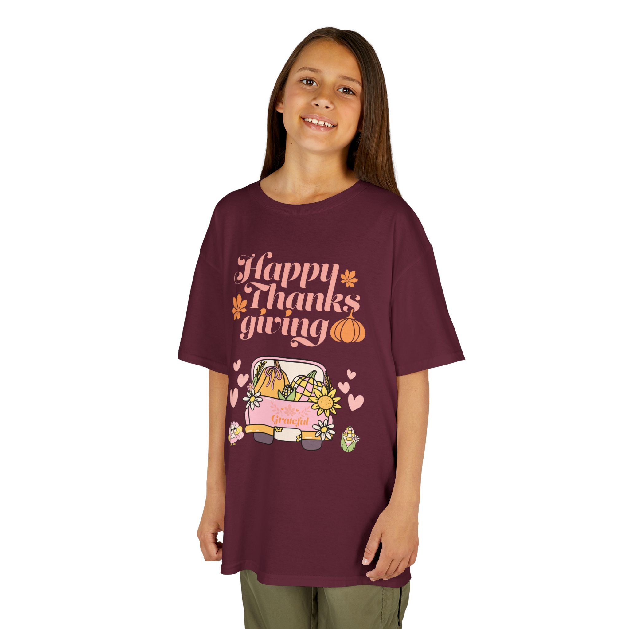 Happy Thanksgiving Kids Tee, Fall T-Shirt, Cute Pumpkin Shirt, Autumn Apparel, Kids Harvest Tee, Seasonal Kids Clothing