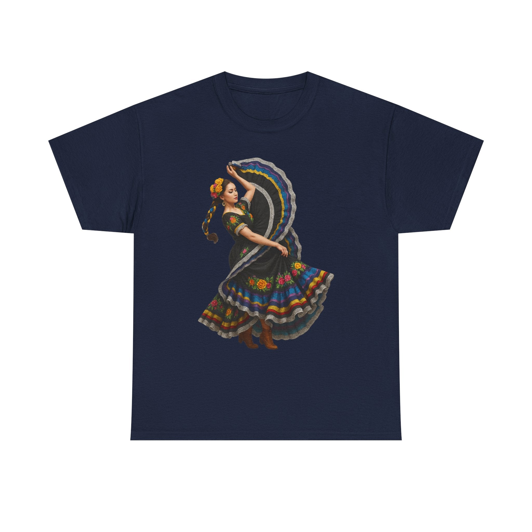 Folklórico Cultural Dance Graphic Tee, Unisex Heavy Cotton T-Shirt, Festival Apparel, Bohemian Style Shirt, Gift for Dancers, Ethnic Art Tee