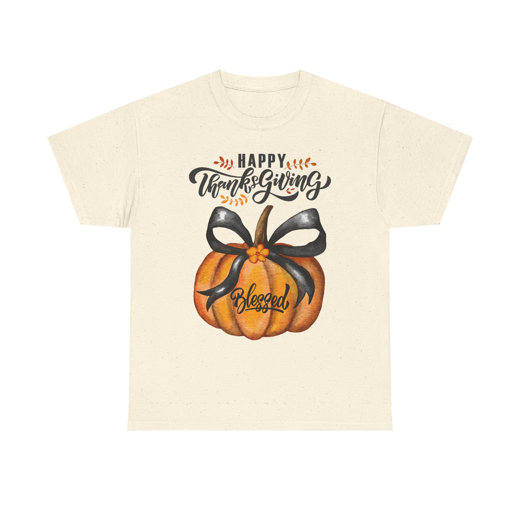 Thanksgiving Pumpkin Tee - Happy Thanksgiving, Blessed Shirt, Fall Apparel, Unisex Cotton Tee, Holiday Gift