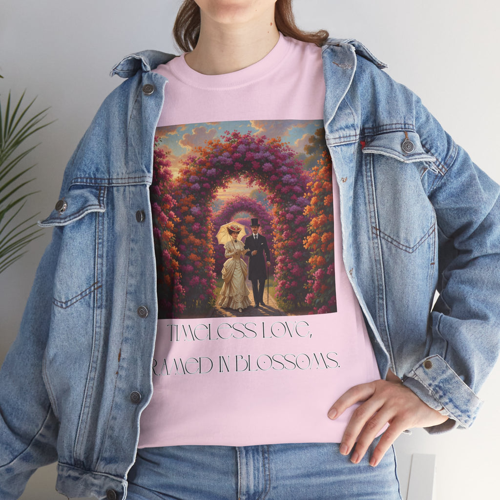 Whimsical Unisex Heavy Cotton Tee, Bohemian Vintage Shirt, Relaxed Fit Graphic Tee, Spring Flower T-Shirt, Casual Everyday Wear