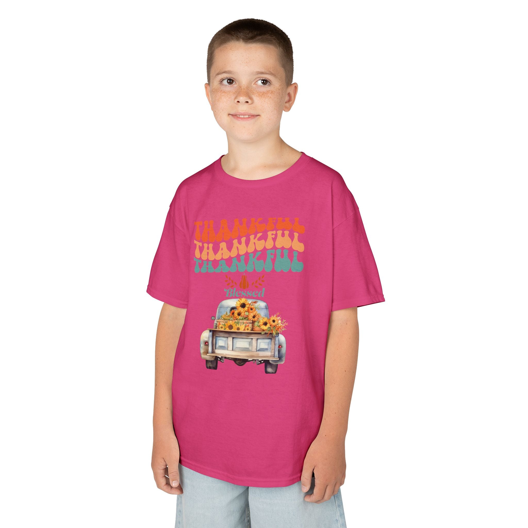 Thankful Kids Tee | Cute Autumn T-Shirt | Thanksgiving Gift | Kids Holiday Wear | Family Gathering Apparel