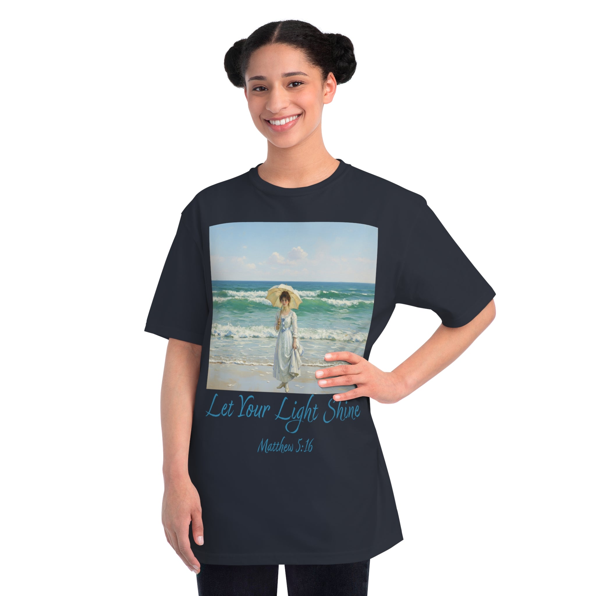Organic Unisex Classic T-Shirt - Inspirational Beach Art, Let Your Light Shine Design-Figure with a Parasol- Monet Style, Perfect Gift for Ocean Lovers, Casual Wear, [...]