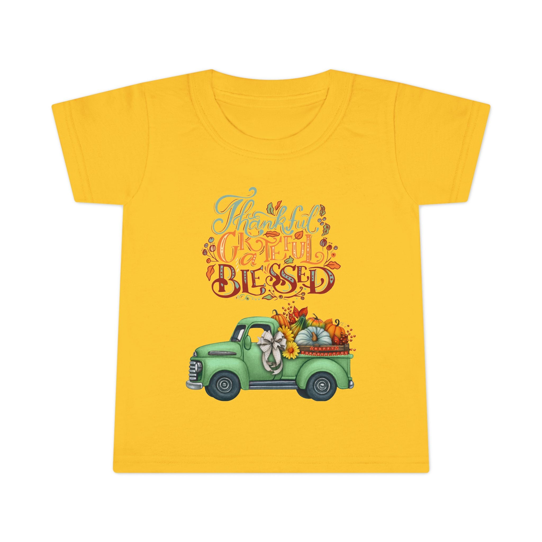 Toddler Tee - Cute Green Truck with Fruits and Vegetables - Cozy Fall Vibe, Perfect for Thanksgiving, Autumn Celebrations, Farmhouse [...]