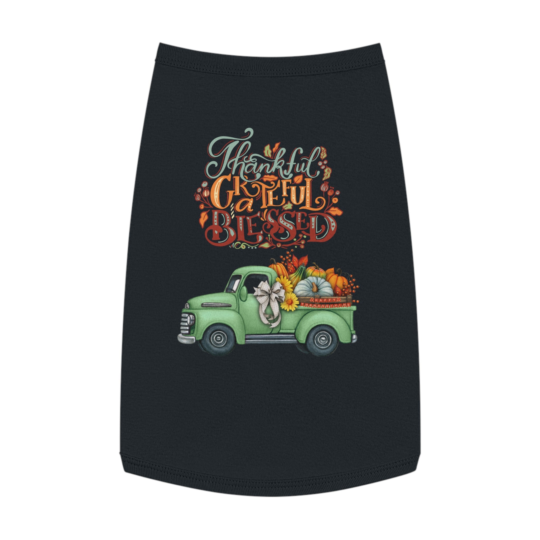 Thankful Pet Tank Top | Grateful & Blessed | Fall Dog Apparel | Cute Pet Outfit | Pumpkin Theme | Autumn Dog Clothing