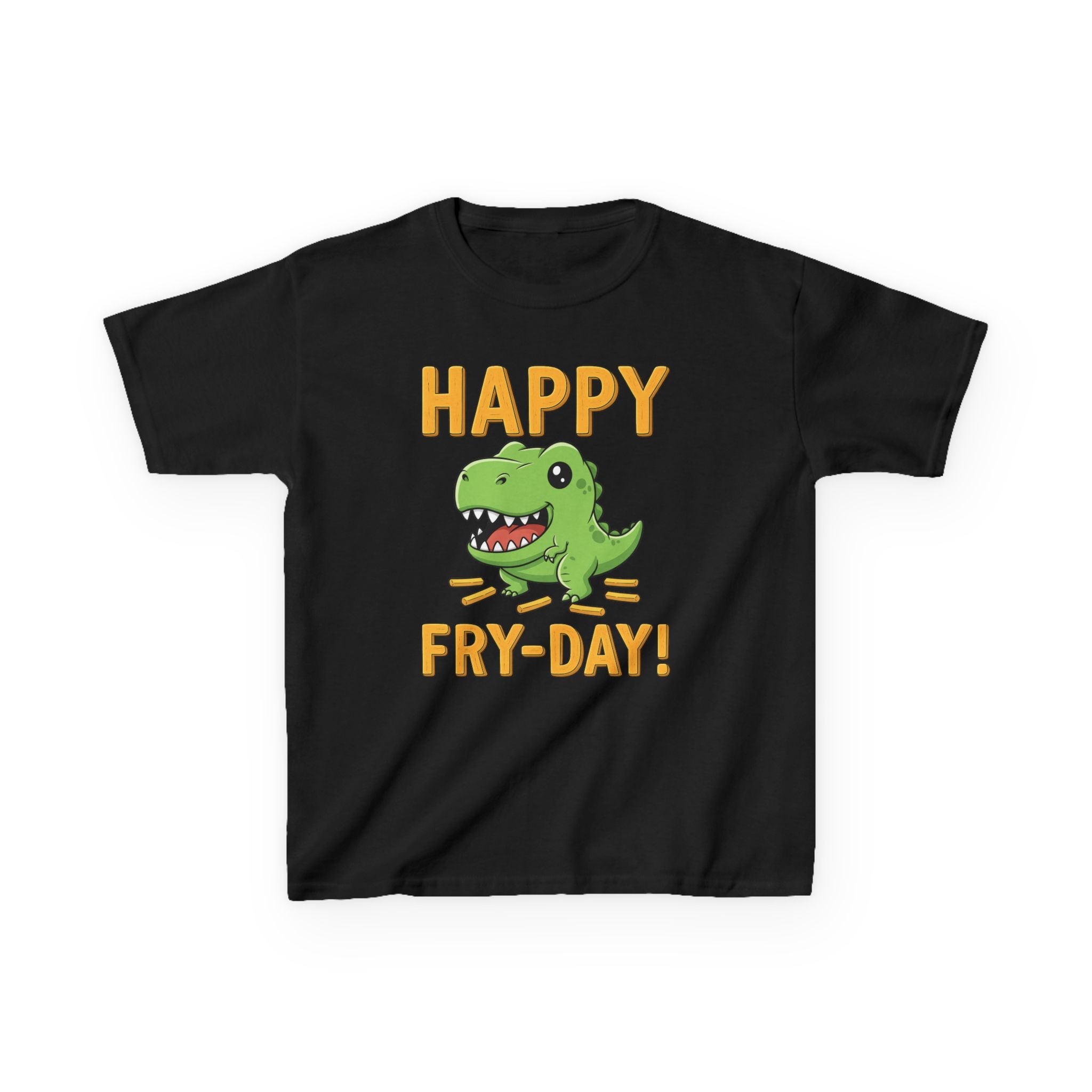 Happy Fry-Day Kids Tee, Fun Dinosaur T-Shirt, Kids Cotton Shirt, Birthday Gift, Everyday Wear, Summer Fun, Playful Tee