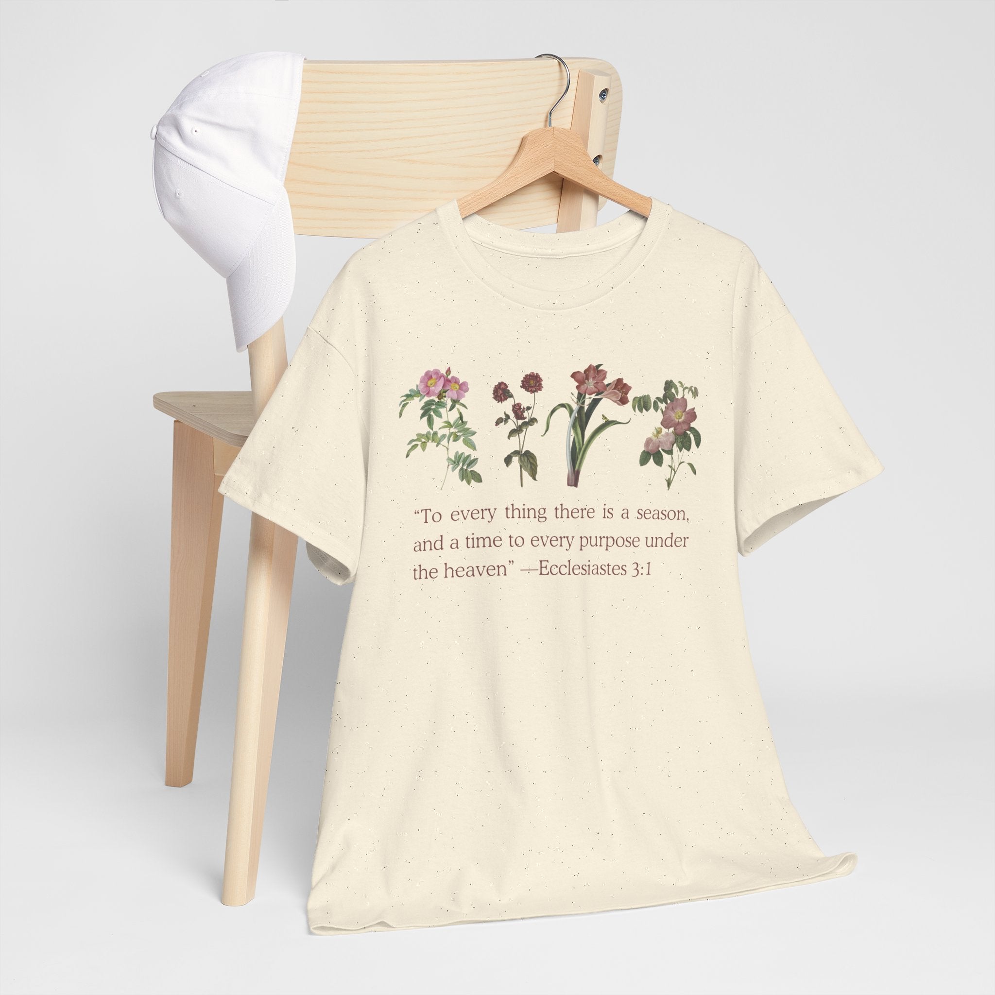 Christian -Biblical Inspirational Floral Quote Tee, Nature Lover Gift, Eco-Friendly Fashion, Casual Everyday Wear