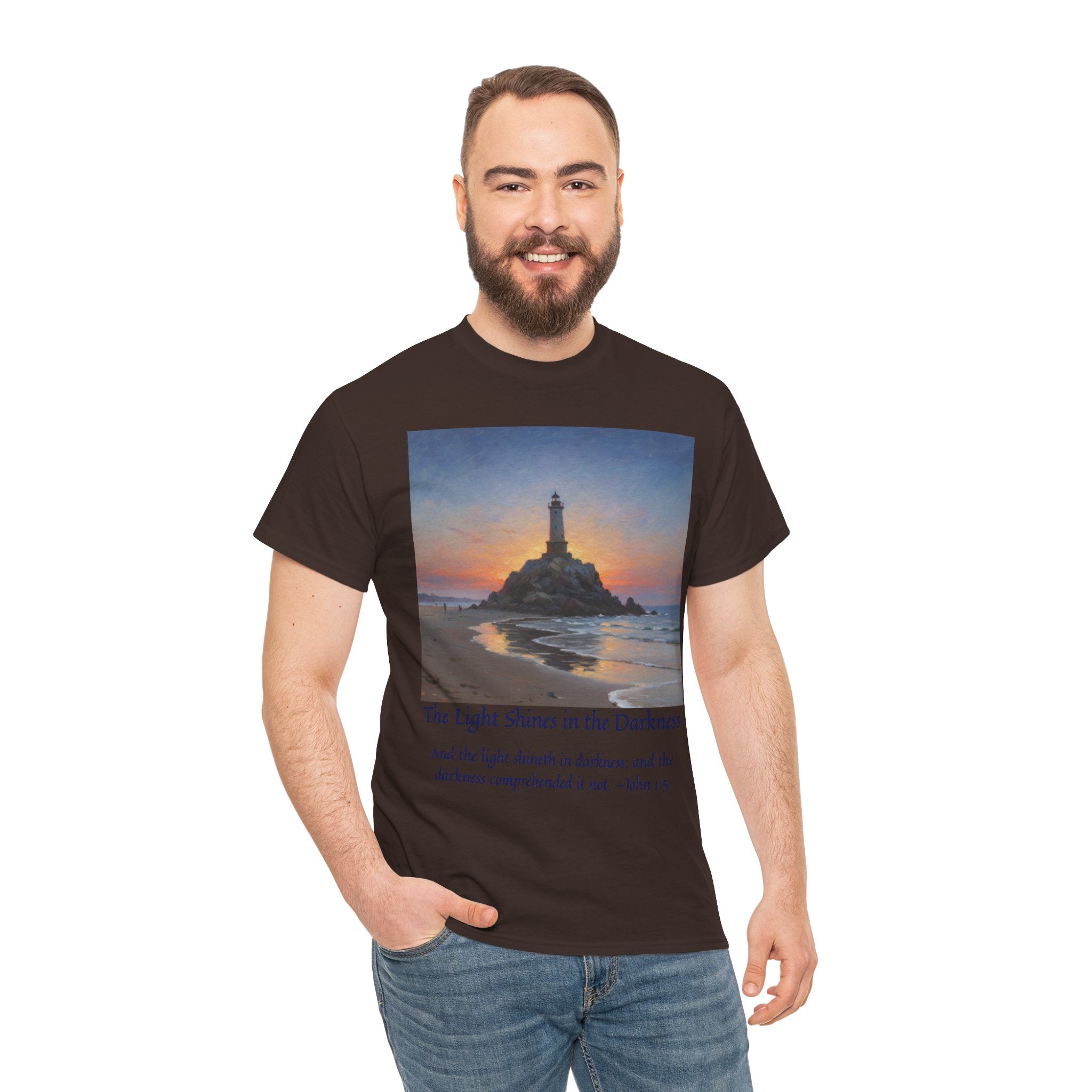 Light in Darkness Unisex Cotton Tee-inspired by Monet, Inspirational Shirt, Bible Verse Tee, Faith-Based Apparel, Perfect Gift for All Occasions
