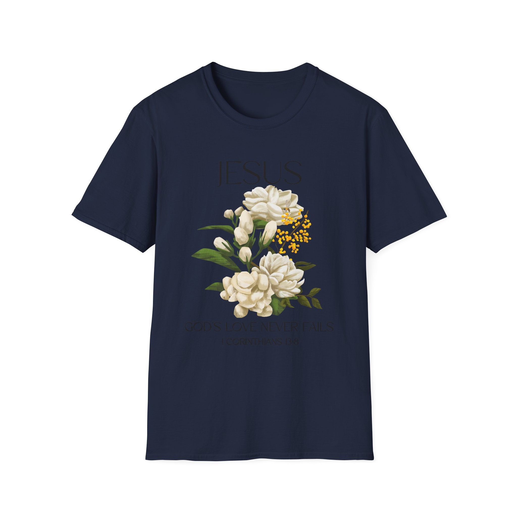 Jesus Floral Faith T-Shirt- Christian Graphic Tee, Inspirational Gift, Religious Apparel, Casualwear, Unisex