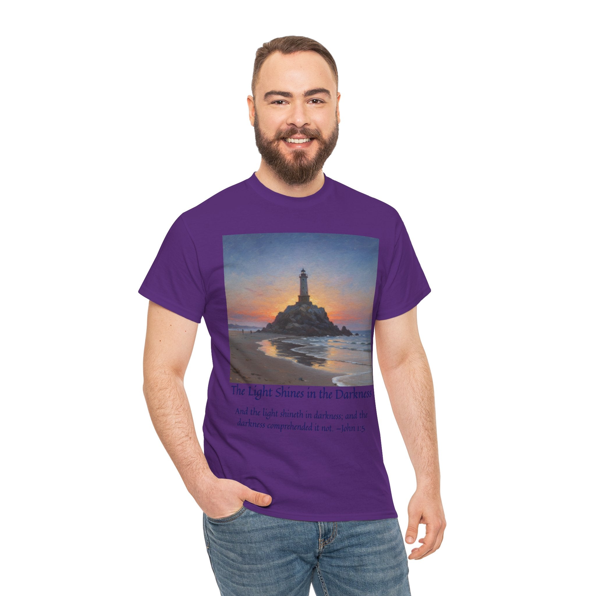 Light in Darkness Unisex Cotton Tee-inspired by Monet, Inspirational Shirt, Bible Verse Tee, Faith-Based Apparel, Perfect Gift for All Occasions
