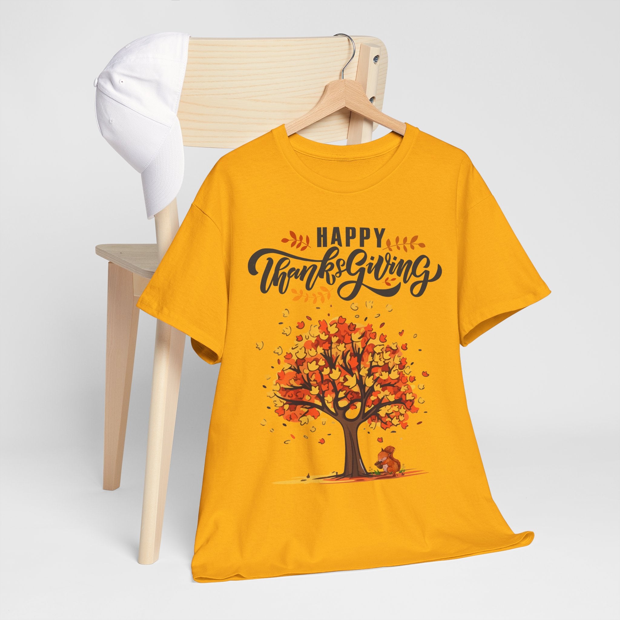 Happy Thanksgiving Tree Unisex Tee, Autumn Shirt, Holiday Apparel, Fall Fashion, Seasonal Gift