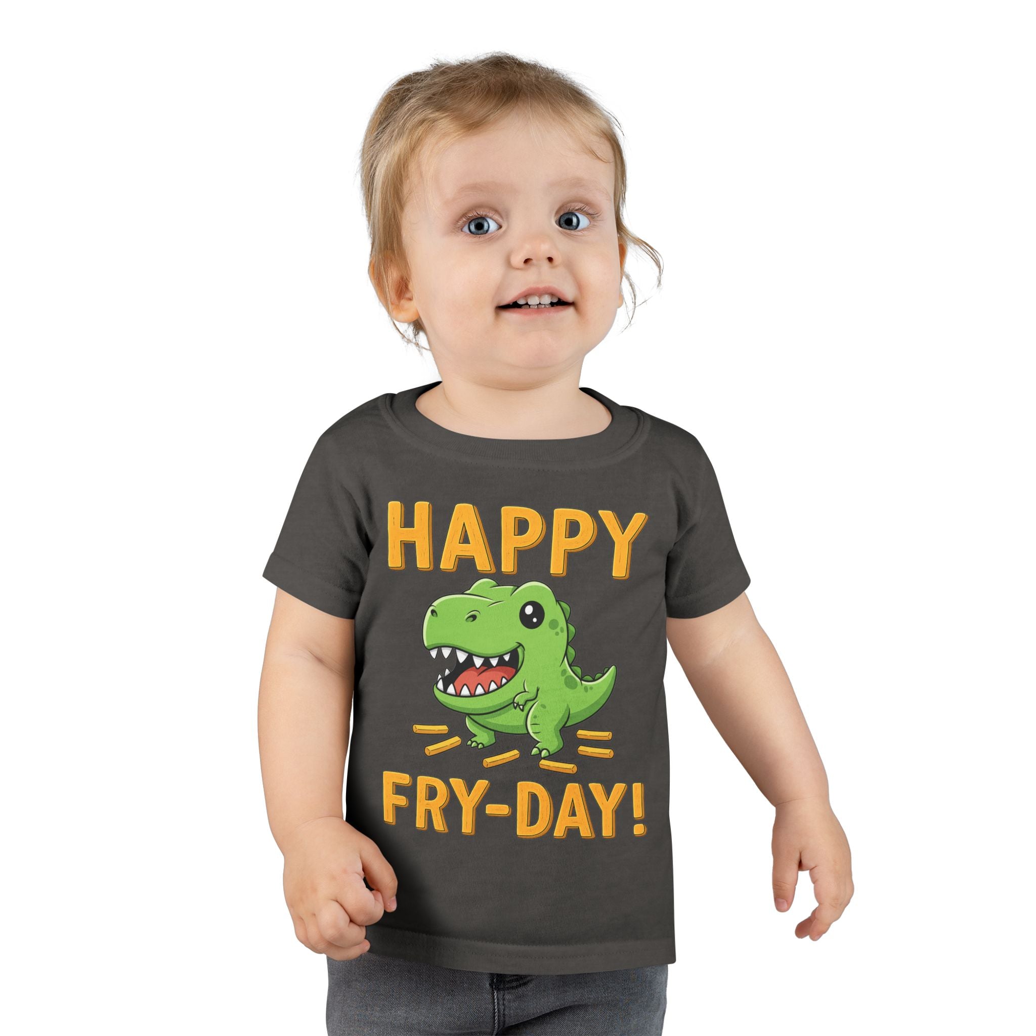 Dino Fry-Day Toddler T-Shirt, Fun Kids Tee, Dinosaur Shirt for Toddlers, Cute Children's Clothing, Toddler Gift Idea