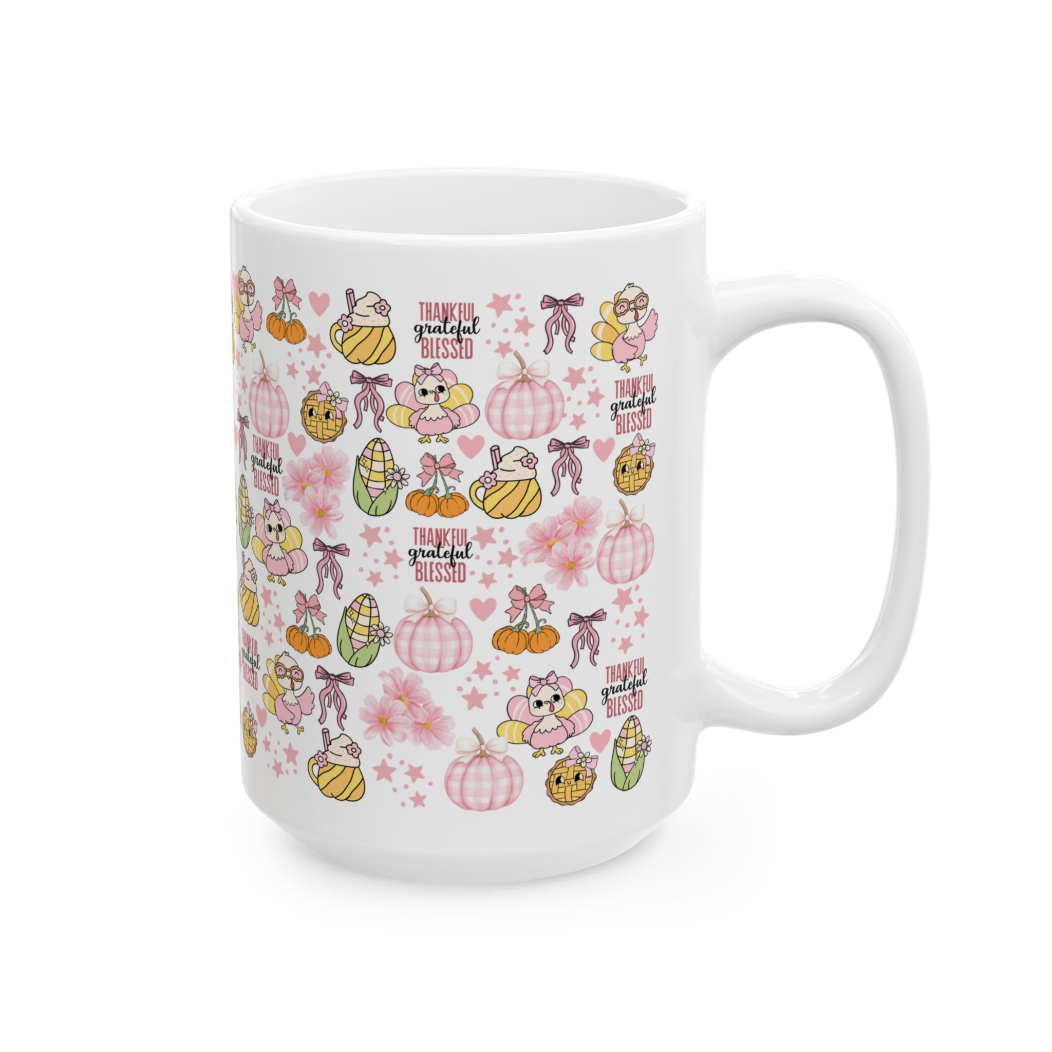 Thankful,Grateful and Blessed Ceramic Mug - Perfect for Fall Celebrations