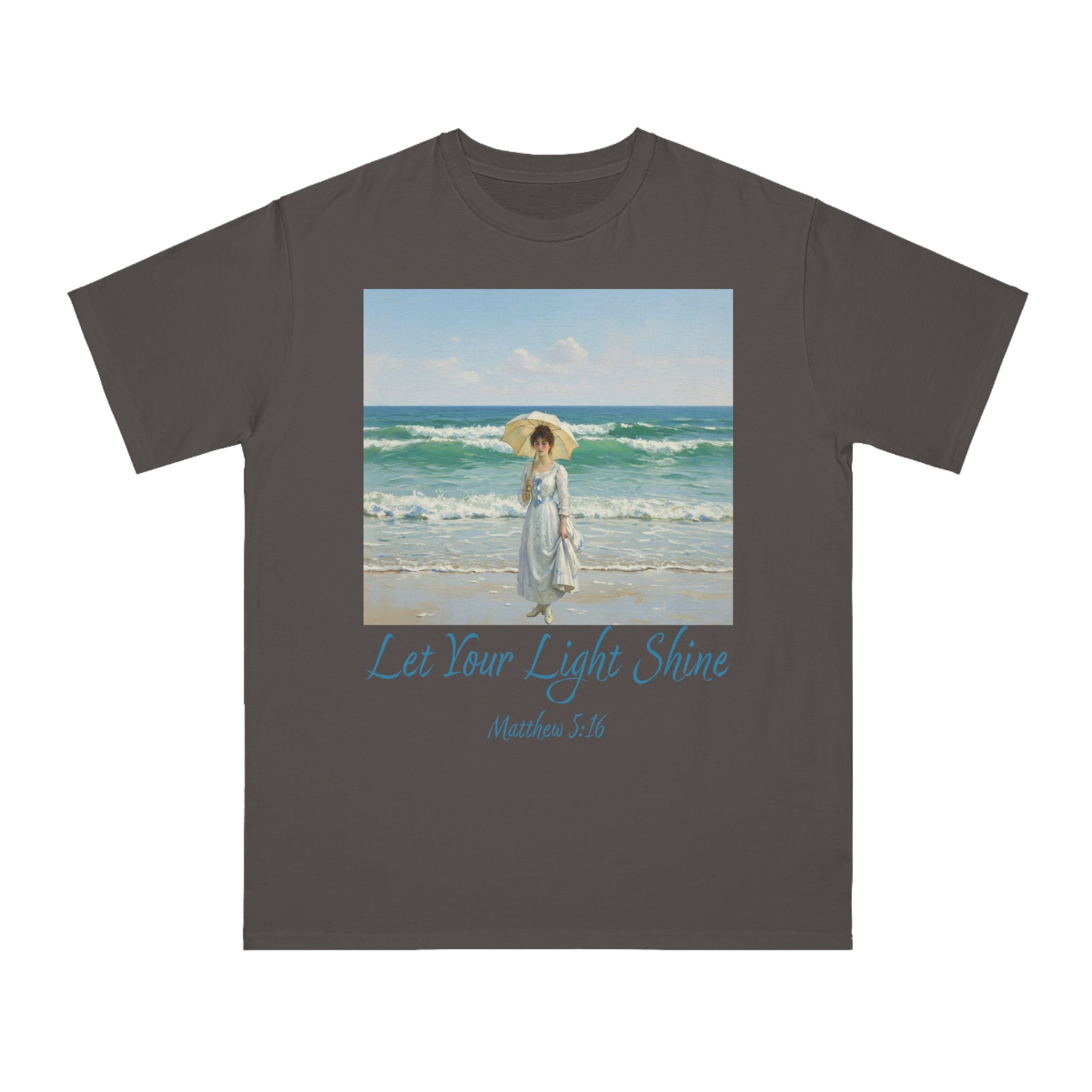 Organic Unisex Classic T-Shirt - Inspirational Beach Art, Let Your Light Shine Design-Figure with a Parasol- Monet Style, Perfect Gift for Ocean Lovers, Casual Wear, [...]