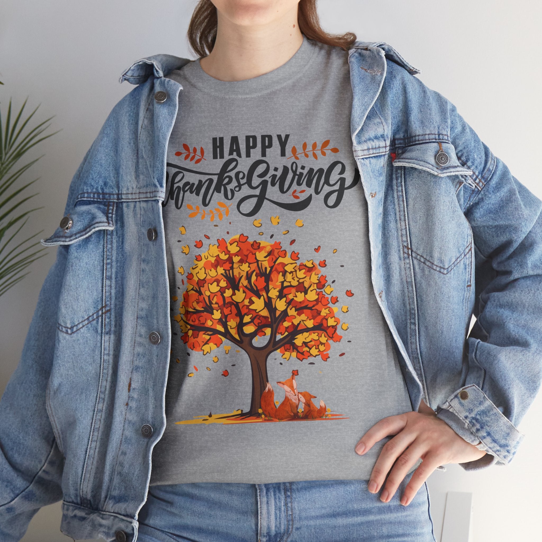 Thanksgiving Tree Tee, Fall T-Shirt, Autumn Apparel, Cozy Gift for Family, Cute Holiday Top
