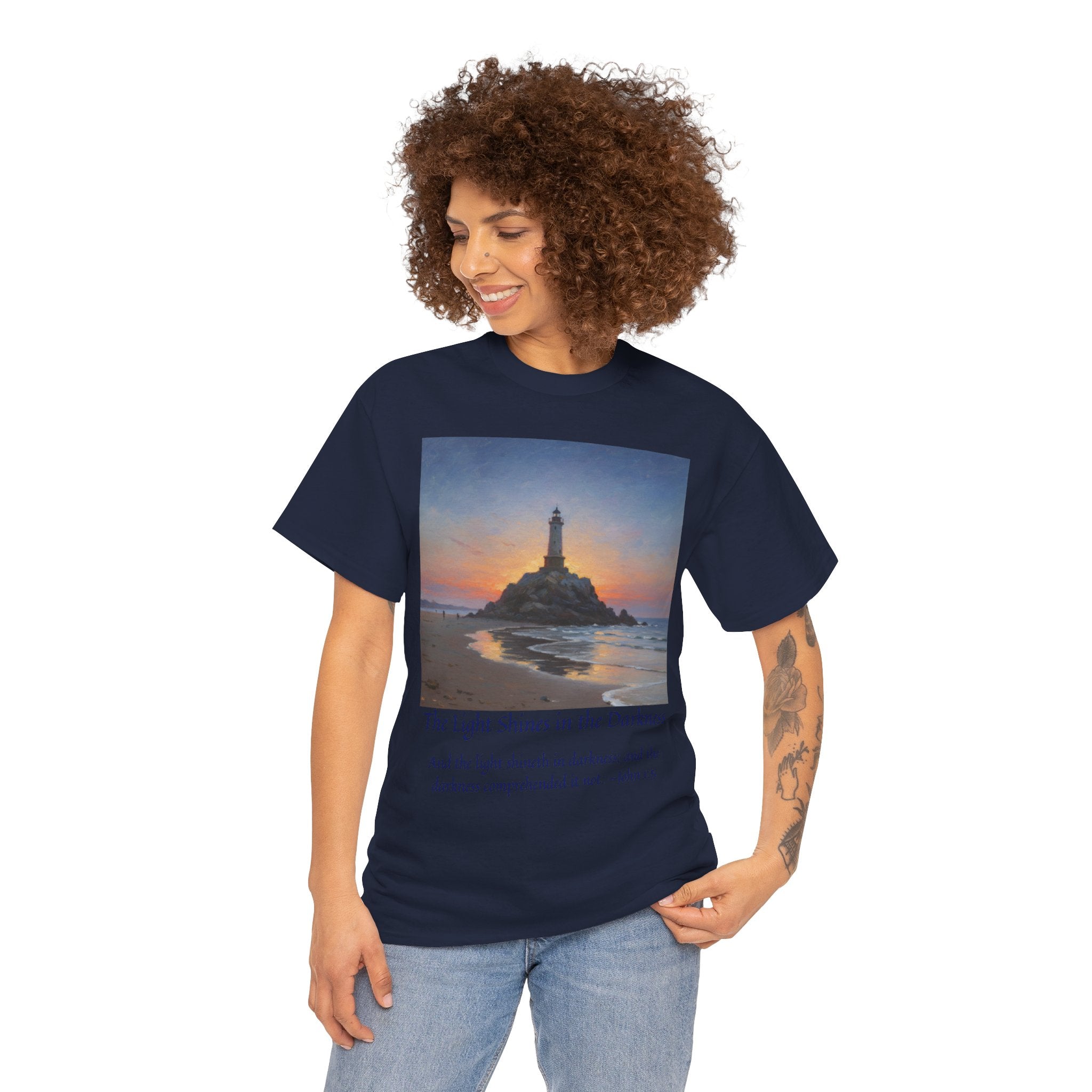 Light in Darkness Unisex Cotton Tee-inspired by Monet, Inspirational Shirt, Bible Verse Tee, Faith-Based Apparel, Perfect Gift for All Occasions