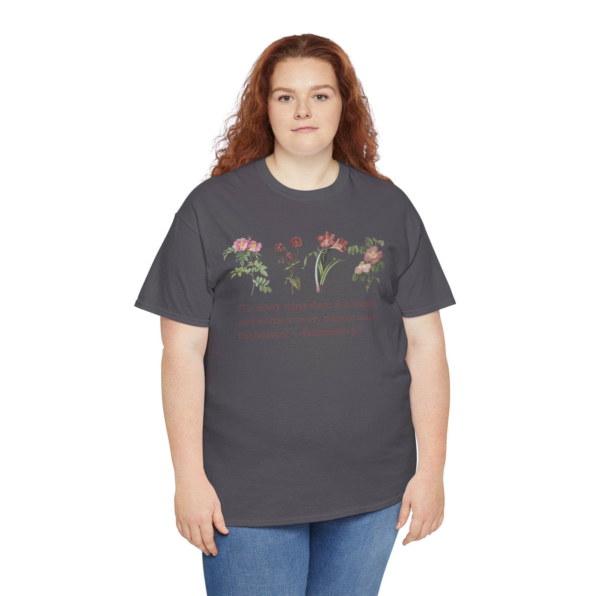 Christian -Biblical Inspirational Floral Quote Tee, Nature Lover Gift, Eco-Friendly Fashion, Casual Everyday Wear
