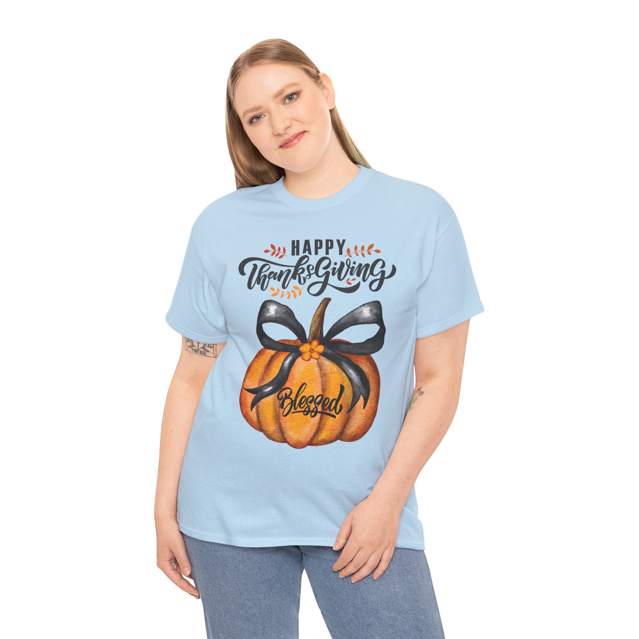 Thanksgiving Pumpkin Tee - Happy Thanksgiving, Blessed Shirt, Fall Apparel, Unisex Cotton Tee, Holiday Gift