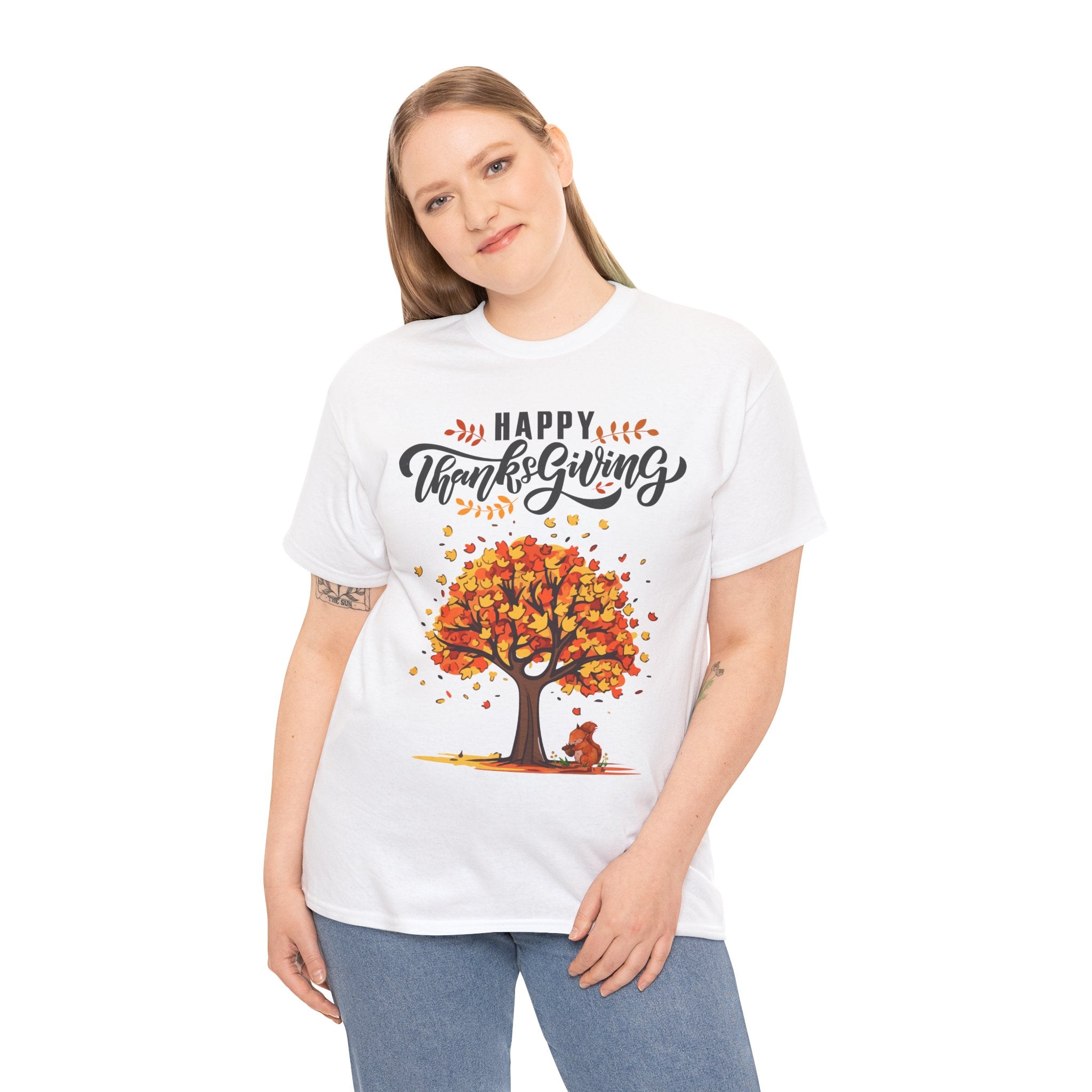 Happy Thanksgiving Tree Unisex Tee, Autumn Shirt, Holiday Apparel, Fall Fashion, Seasonal Gift