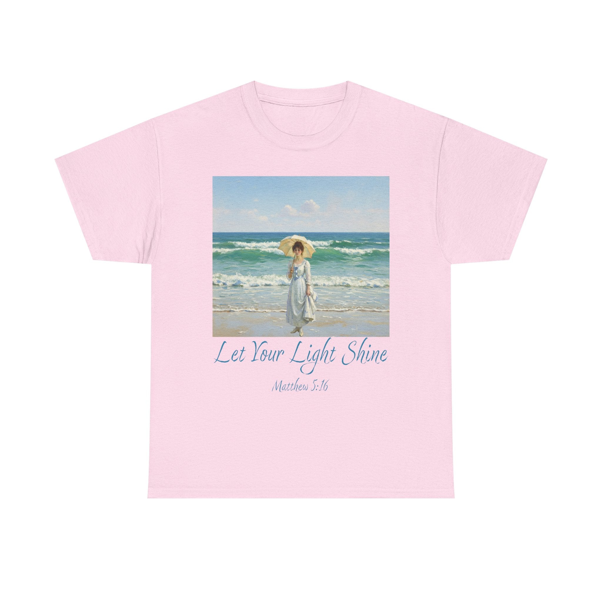 Let Your Light Shine- A Figure with a Parasol-Monet Style- Unisex Cotton Tee, Beach Vibes Shirt, Inspirational Summer Tee, Casual Gift for Her, Perfect for Days at the Shore