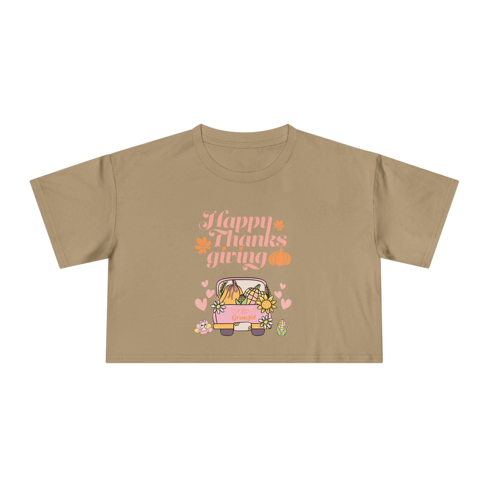 Thanksgiving Women's Crop Tee, Casual T-Shirt, Fall Fashion, Thanksgiving Gift, Cute Thanksgiving Apparel