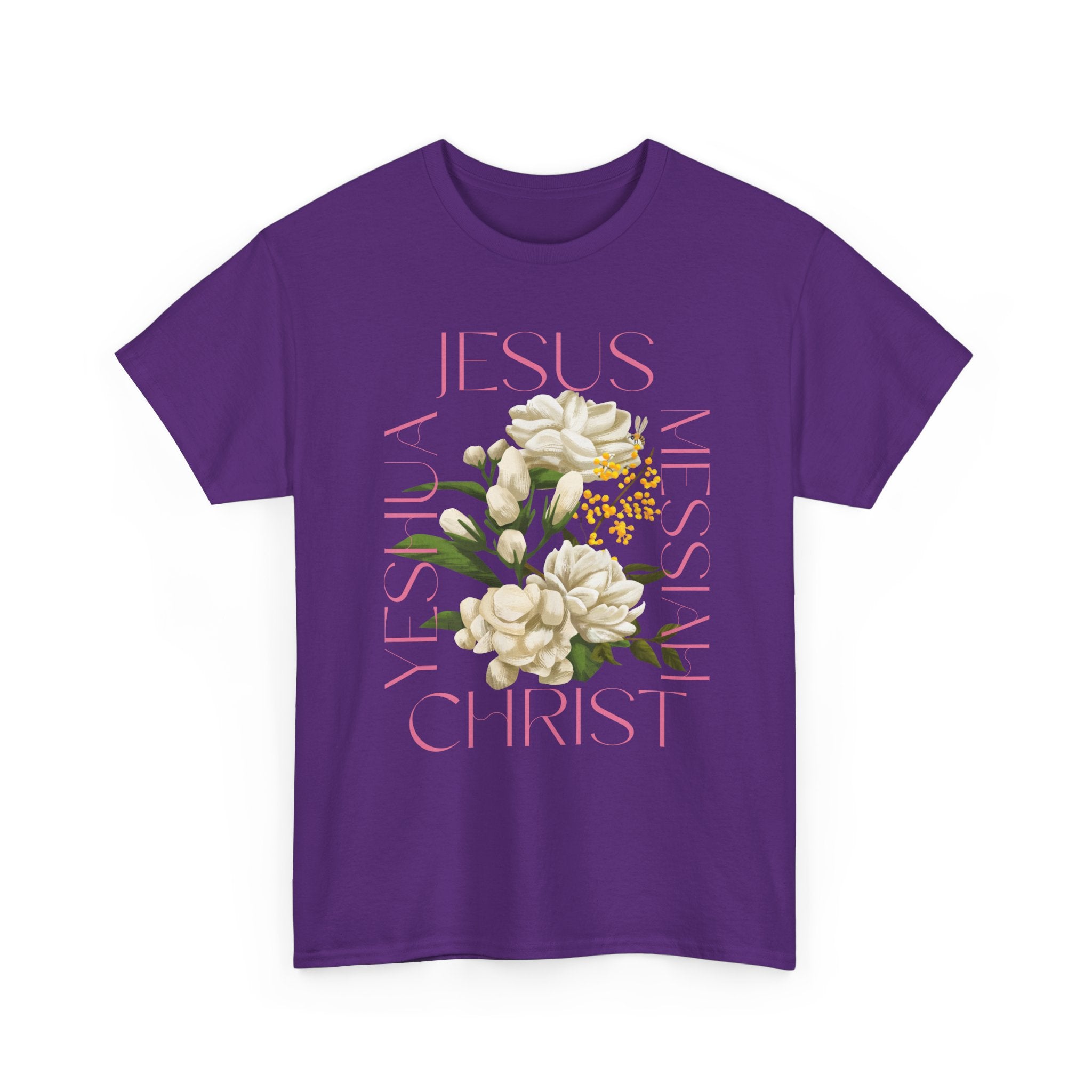 Floral Jesus Heavy Cotton Tee, Unisex T-Shirt, Christian Gift, Faith-Based Apparel, Religious Fashion, Inspirational Clothing