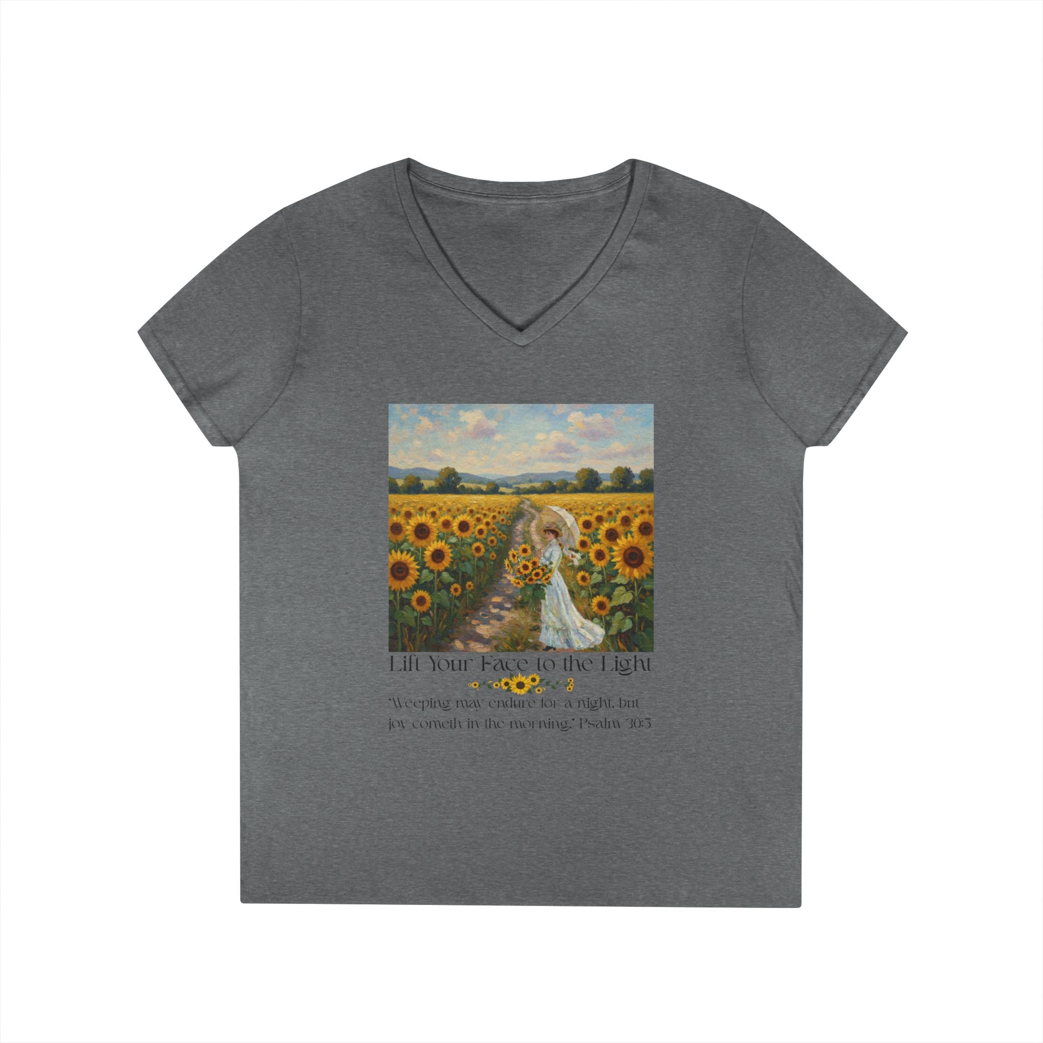 Sunflower Inspirational V-Neck T-Shirt, Motivational Tee, Gift for Her