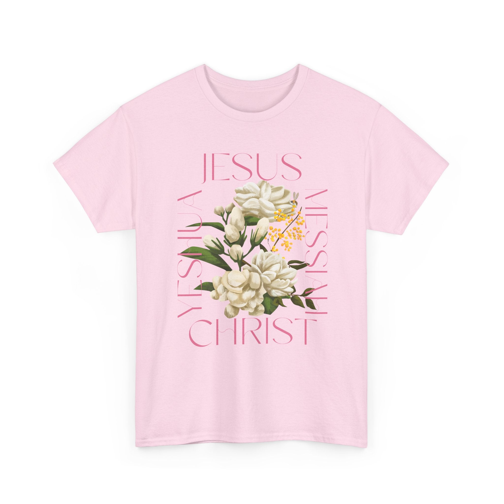Floral Jesus Heavy Cotton Tee, Unisex T-Shirt, Christian Gift, Faith-Based Apparel, Religious Fashion, Inspirational Clothing