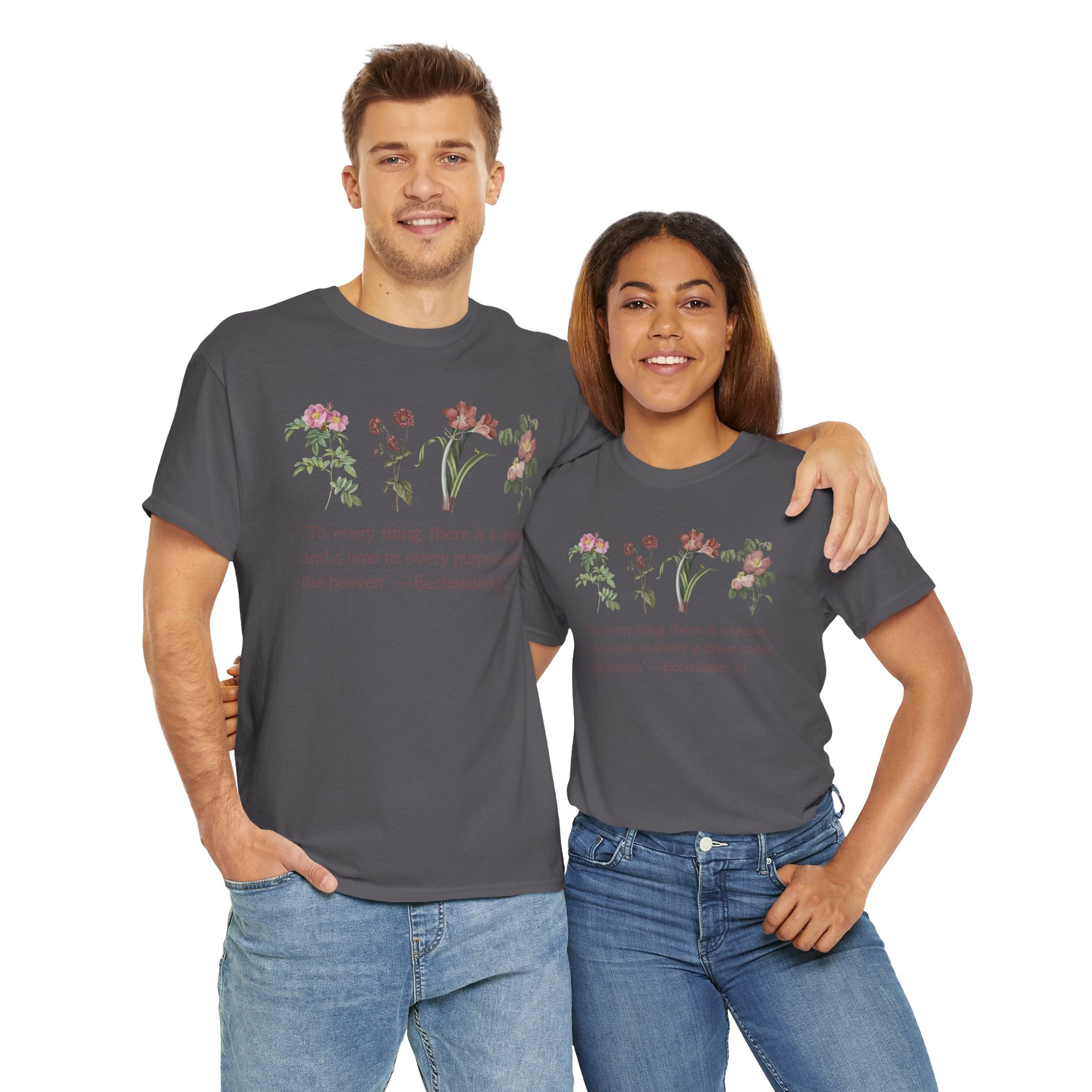 Christian -Biblical Inspirational Floral Quote Tee, Nature Lover Gift, Eco-Friendly Fashion, Casual Everyday Wear