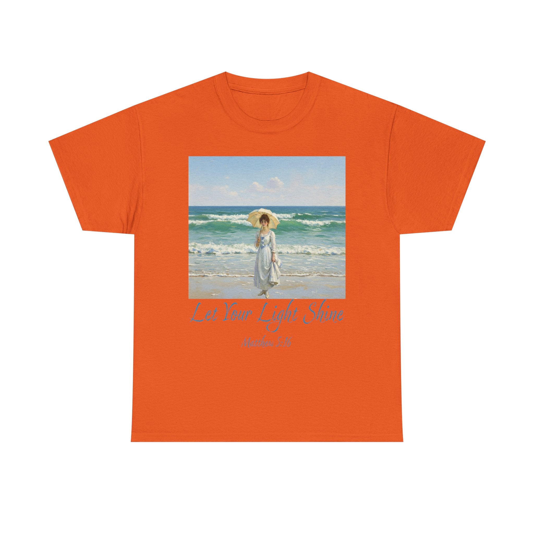 Let Your Light Shine- A Figure with a Parasol-Monet Style- Unisex Cotton Tee, Beach Vibes Shirt, Inspirational Summer Tee, Casual Gift for Her, Perfect for Days at the Shore