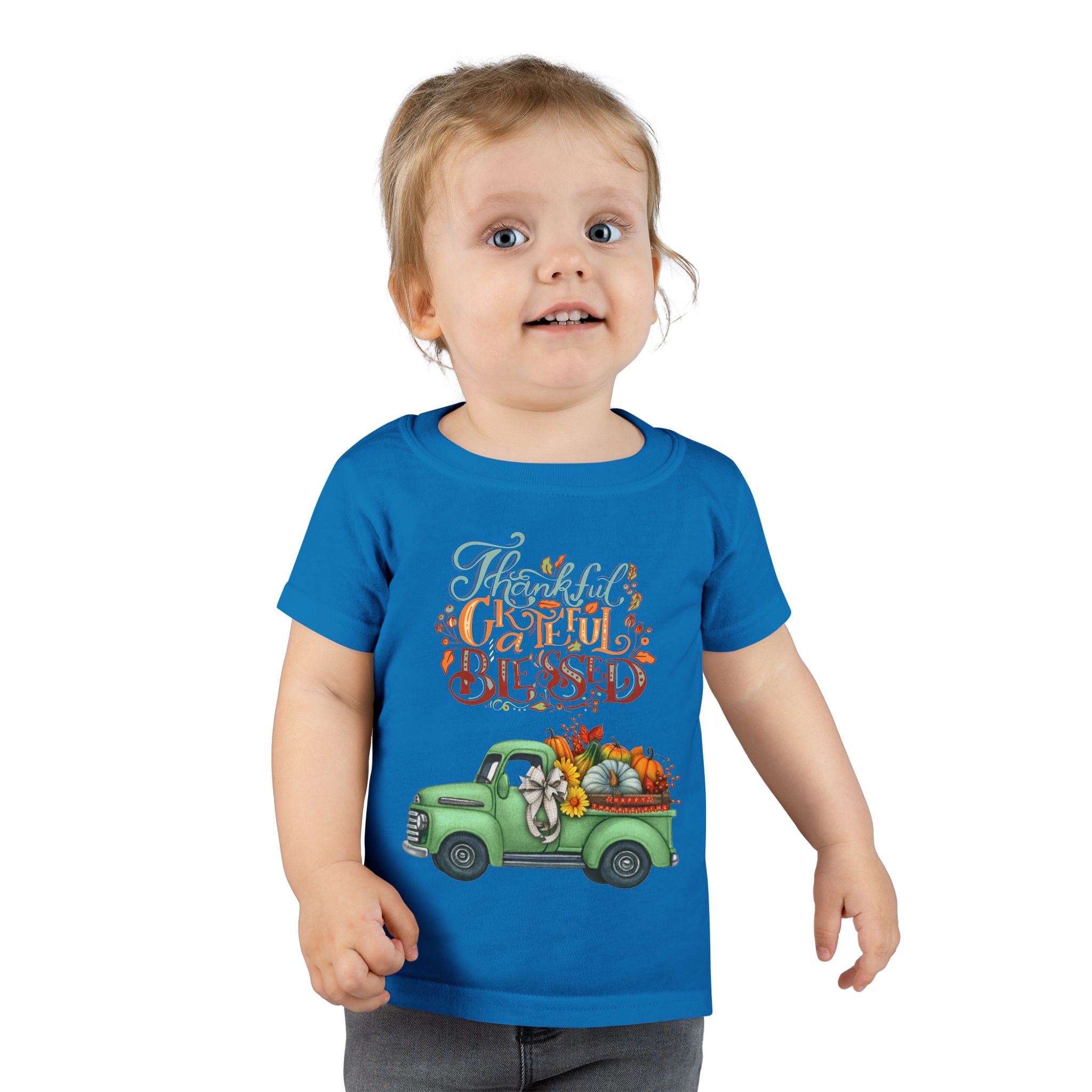 Toddler Tee - Cute Green Truck with Fruits and Vegetables - Cozy Fall Vibe, Perfect for Thanksgiving, Autumn Celebrations, Farmhouse [...]
