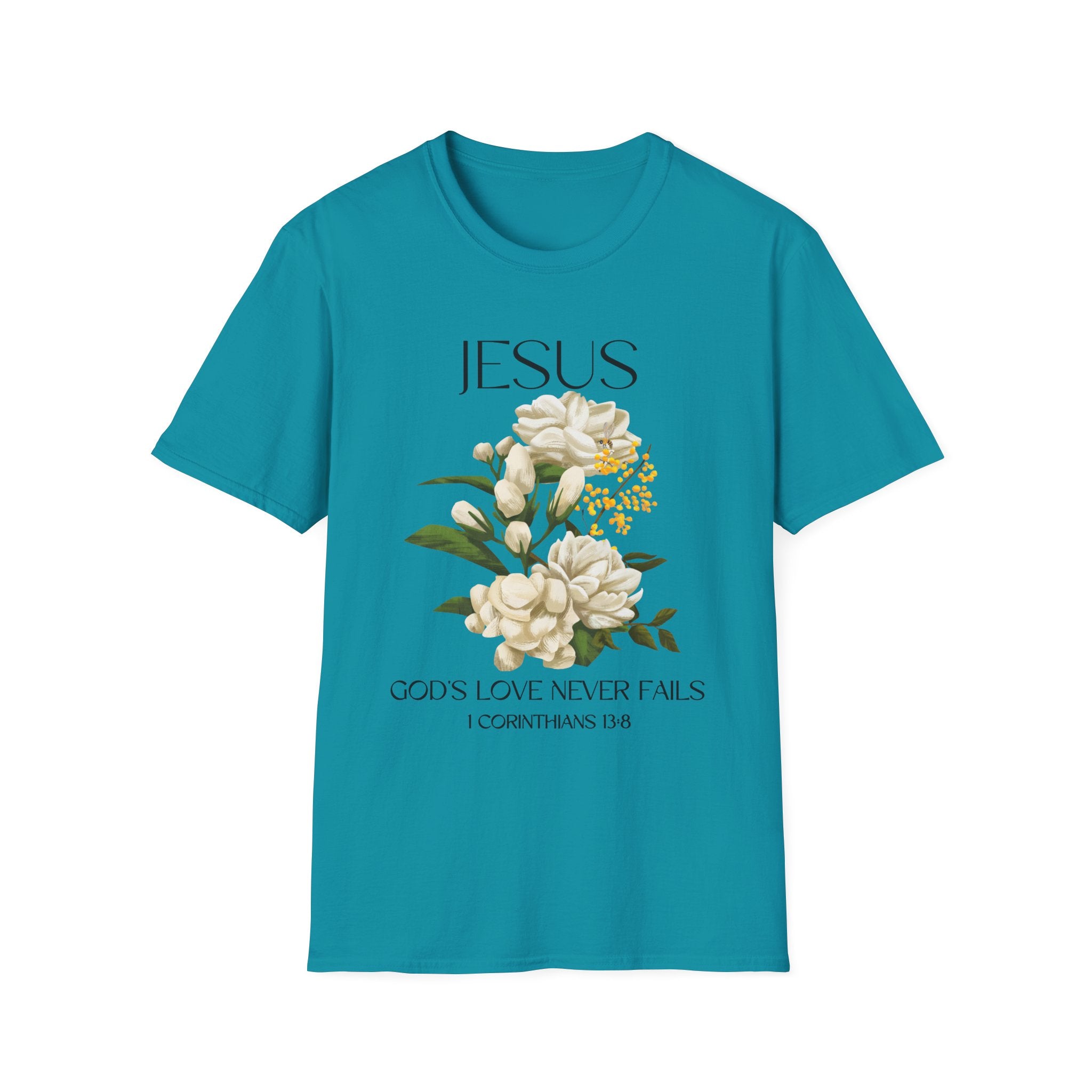 Jesus Floral Faith T-Shirt- Christian Graphic Tee, Inspirational Gift, Religious Apparel, Casualwear, Unisex