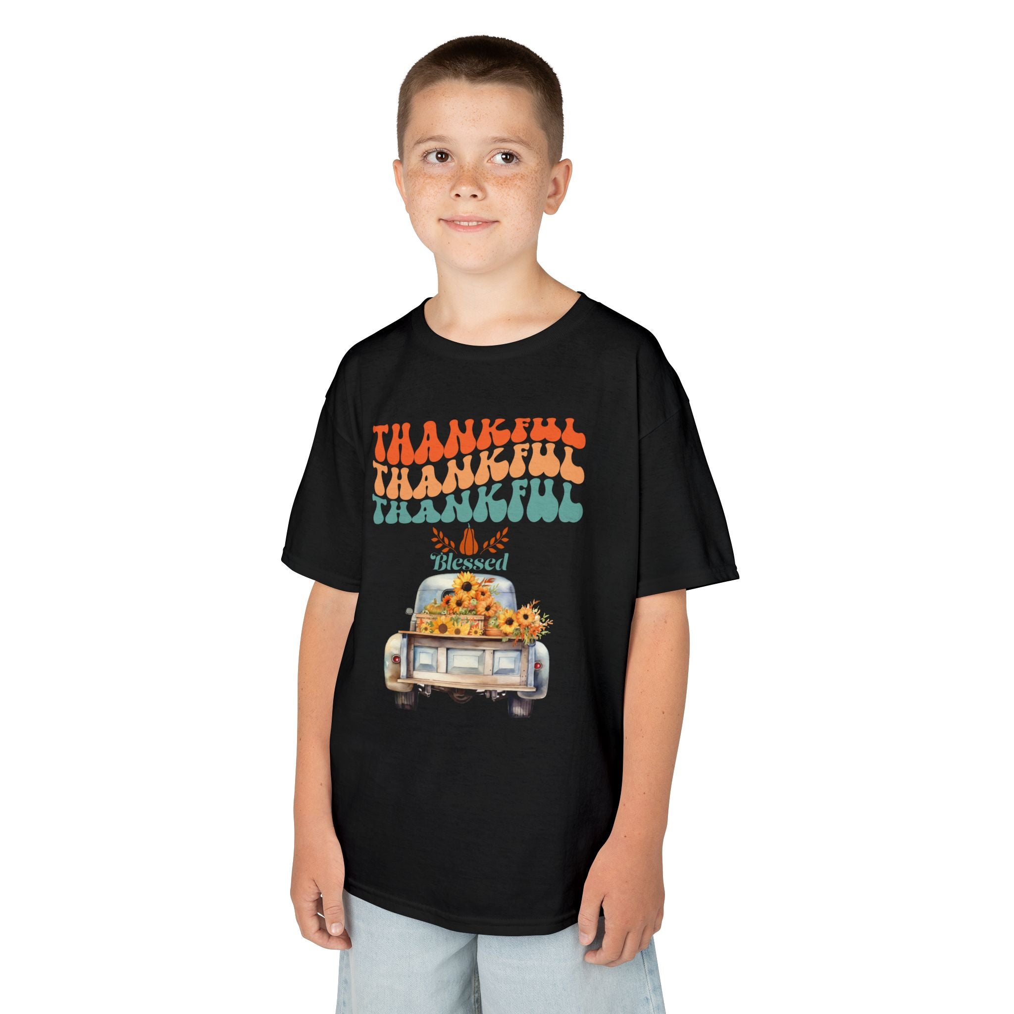 Thankful Kids Tee | Cute Autumn T-Shirt | Thanksgiving Gift | Kids Holiday Wear | Family Gathering Apparel