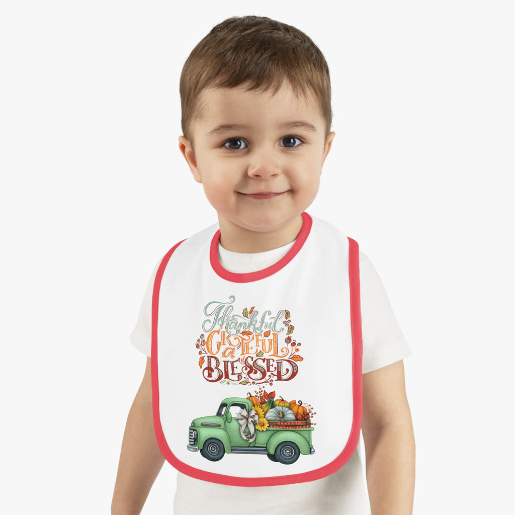 Thankful Bib for Babies | Grateful & Blessed Baby Bib | Cute Fall Bib for Toddlers | Thanksgiving Baby Gift | Holiday Feeding Bib