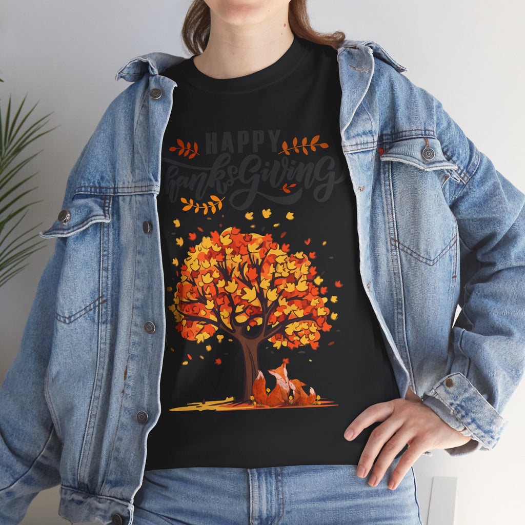 Thanksgiving Tree Tee, Fall T-Shirt, Autumn Apparel, Cozy Gift for Family, Cute Holiday Top