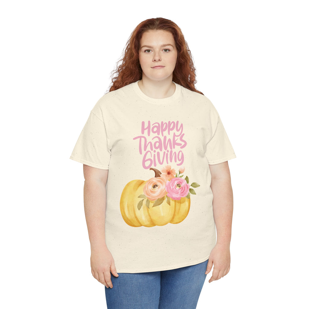 Thanksgiving Floral Tee, Holiday Shirt, Fall Fashion, Gifts for Her, Pumpkin T-Shirt, Autumn Apparel, Friendsgiving Outfit
