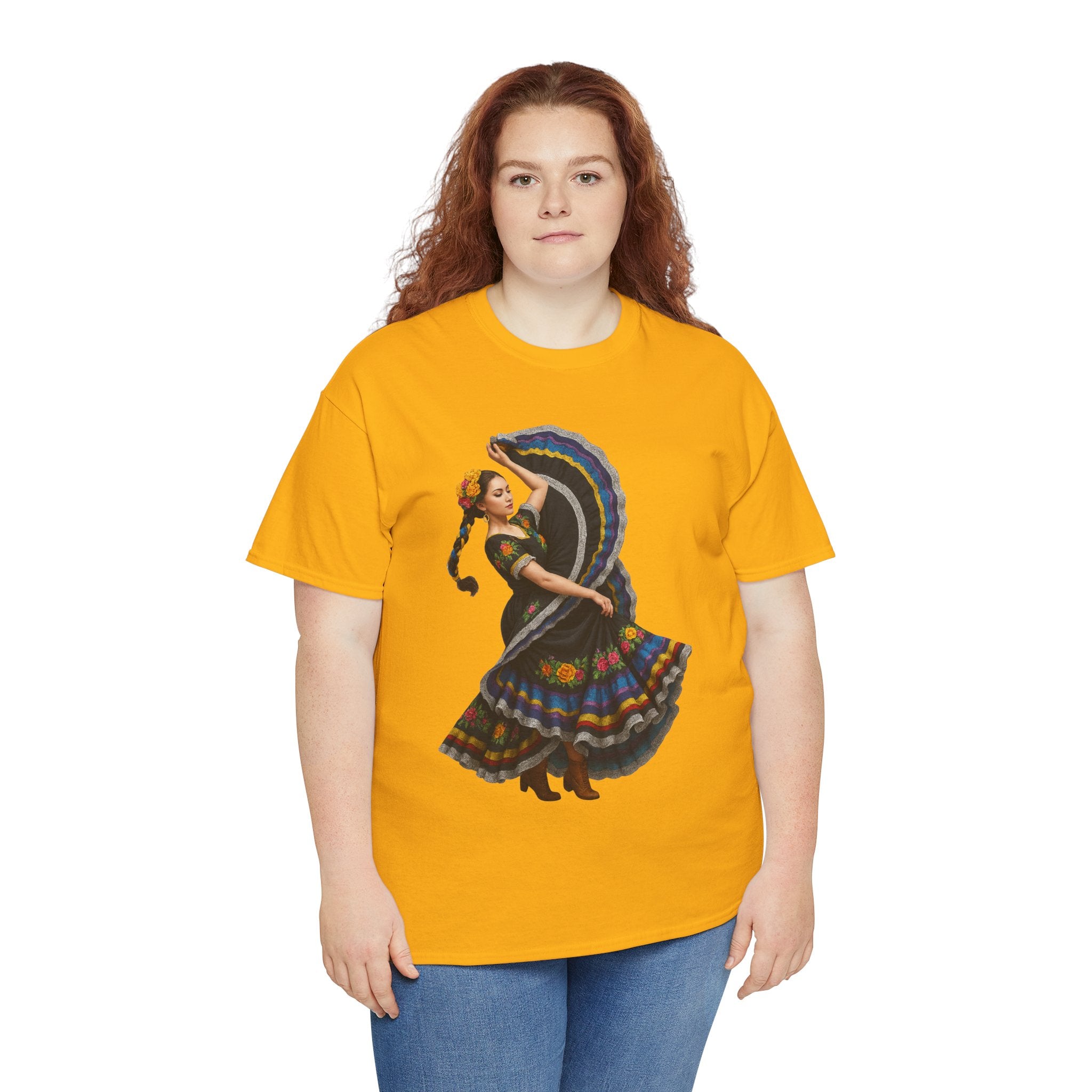 Folklórico Cultural Dance Graphic Tee, Unisex Heavy Cotton T-Shirt, Festival Apparel, Bohemian Style Shirt, Gift for Dancers, Ethnic Art Tee