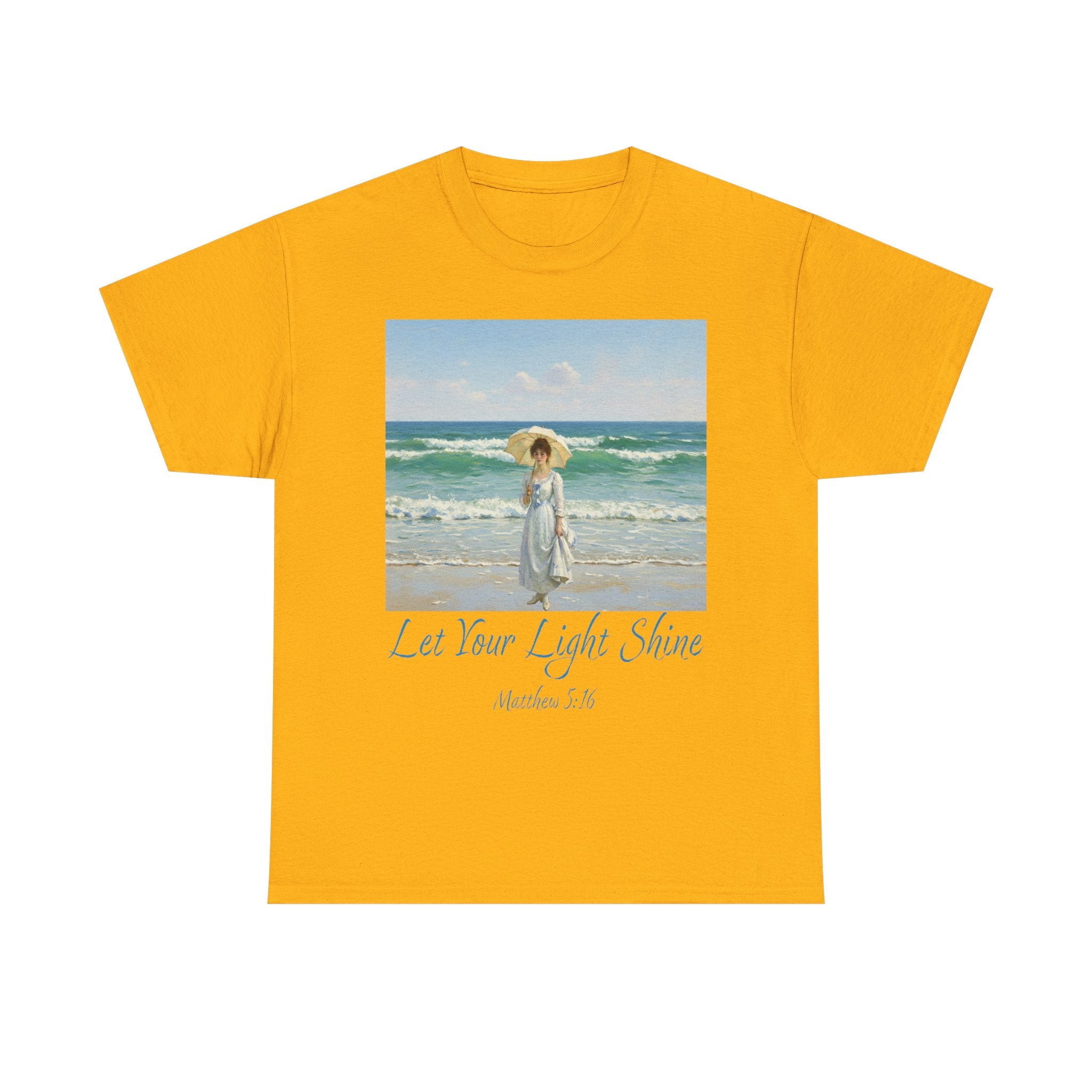 Let Your Light Shine- A Figure with a Parasol-Monet Style- Unisex Cotton Tee, Beach Vibes Shirt, Inspirational Summer Tee, Casual Gift for Her, Perfect for Days at the Shore