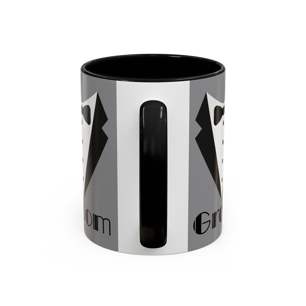 Groom Coffee Mug, Wedding Gift, Groomsmen Party Mug, Black and White Accent Mug, Engagement Celebration