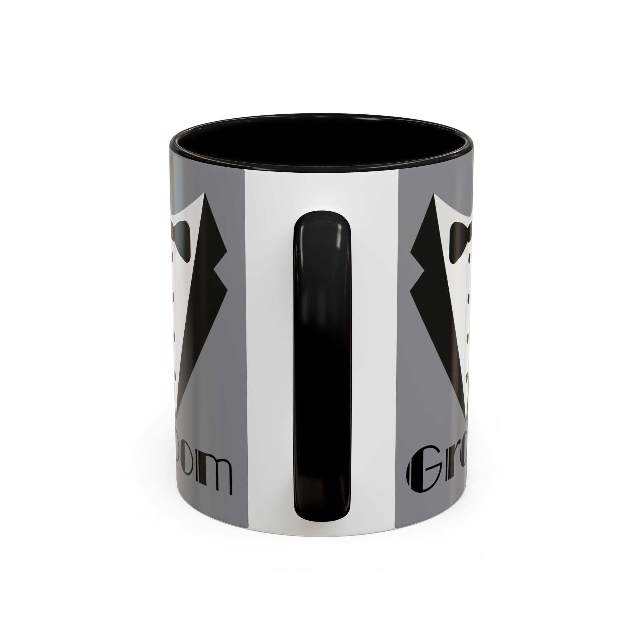 Groom Coffee Mug, Wedding Gift, Groomsmen Party Mug, Black and White Accent Mug, Engagement Celebration