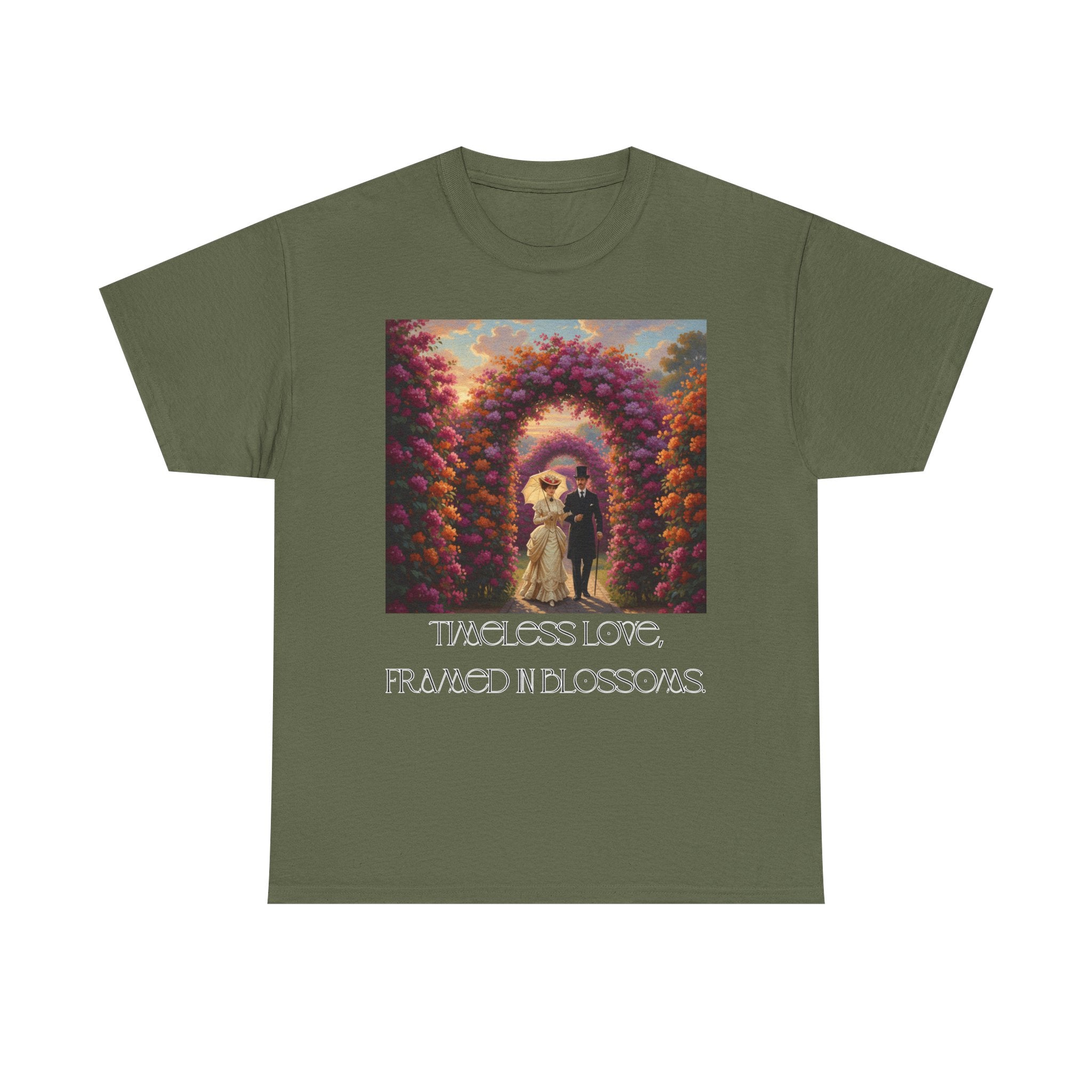 Whimsical Unisex Heavy Cotton Tee, Bohemian Vintage Shirt, Relaxed Fit Graphic Tee, Spring Flower T-Shirt, Casual Everyday Wear