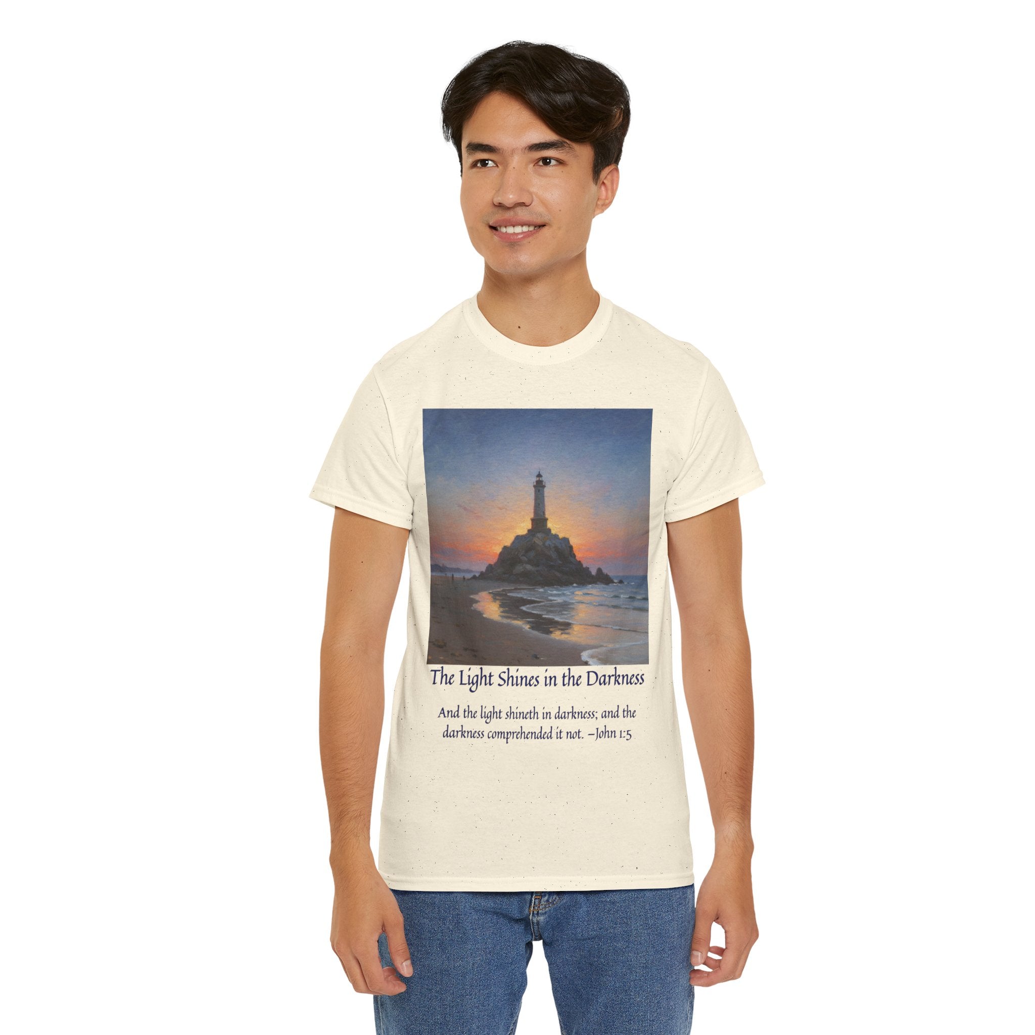 Light in Darkness Unisex Cotton Tee-inspired by Monet, Inspirational Shirt, Bible Verse Tee, Faith-Based Apparel, Perfect Gift for All Occasions