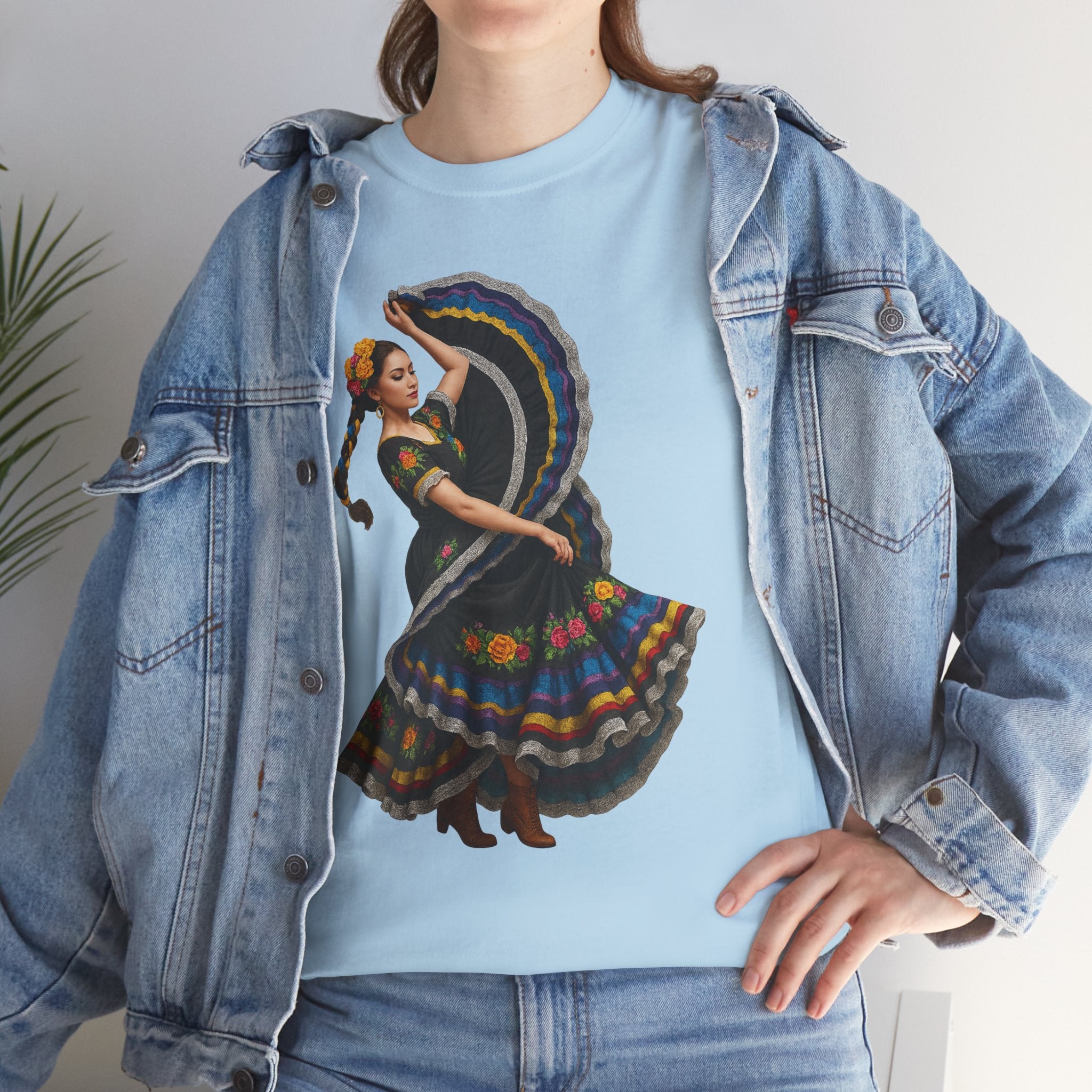 Folklórico Cultural Dance Graphic Tee, Unisex Heavy Cotton T-Shirt, Festival Apparel, Bohemian Style Shirt, Gift for Dancers, Ethnic Art Tee