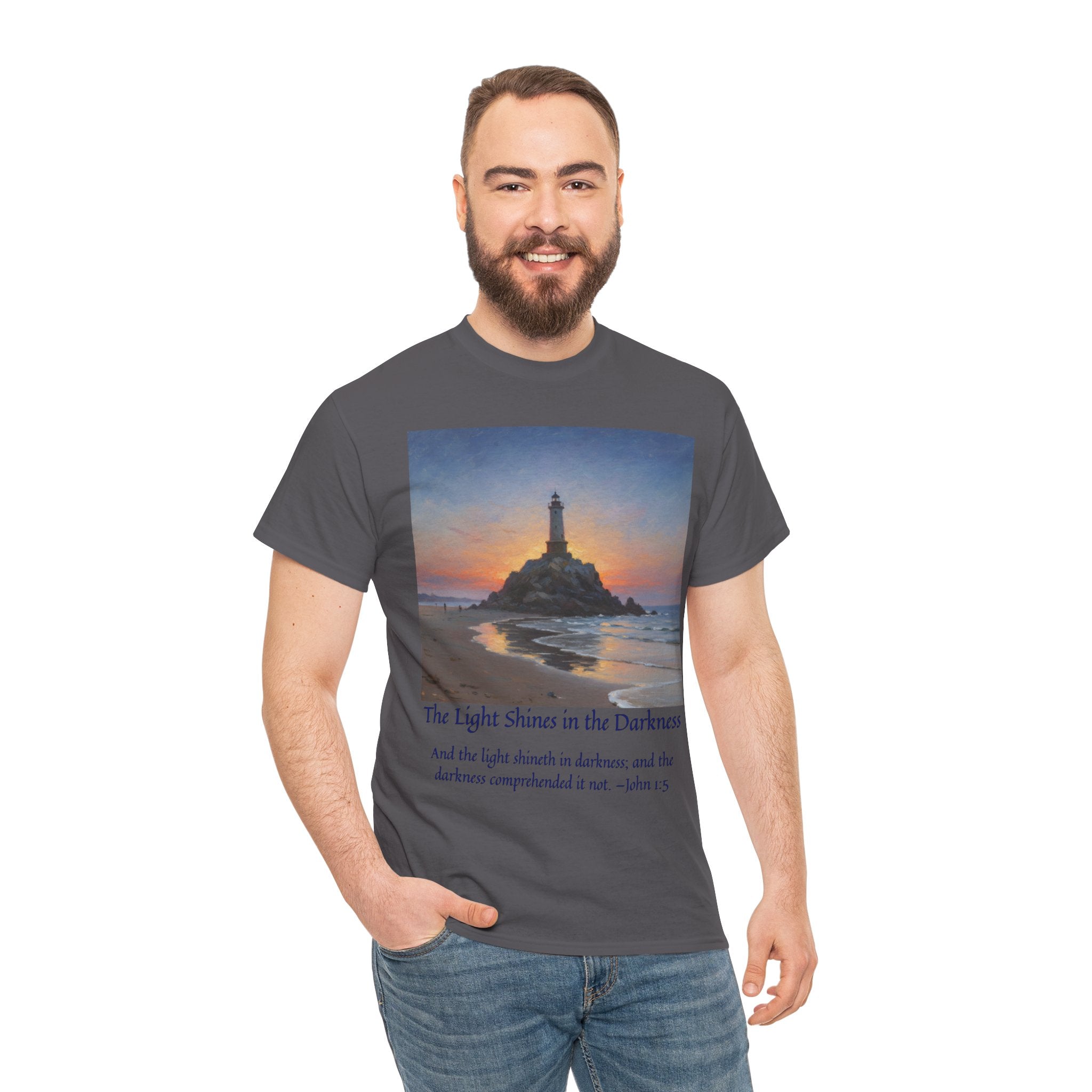 Light in Darkness Unisex Cotton Tee-inspired by Monet, Inspirational Shirt, Bible Verse Tee, Faith-Based Apparel, Perfect Gift for All Occasions