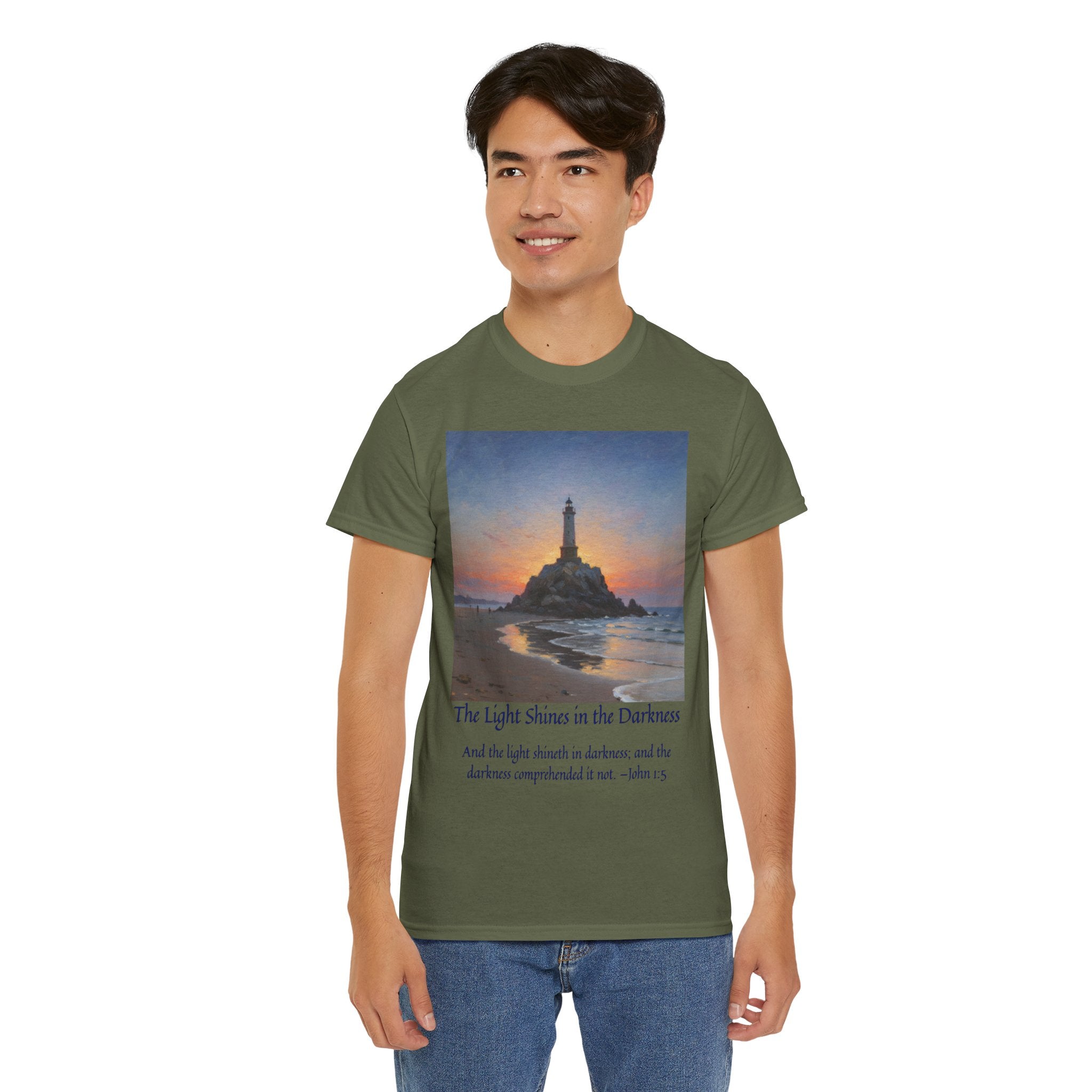Light in Darkness Unisex Cotton Tee-inspired by Monet, Inspirational Shirt, Bible Verse Tee, Faith-Based Apparel, Perfect Gift for All Occasions