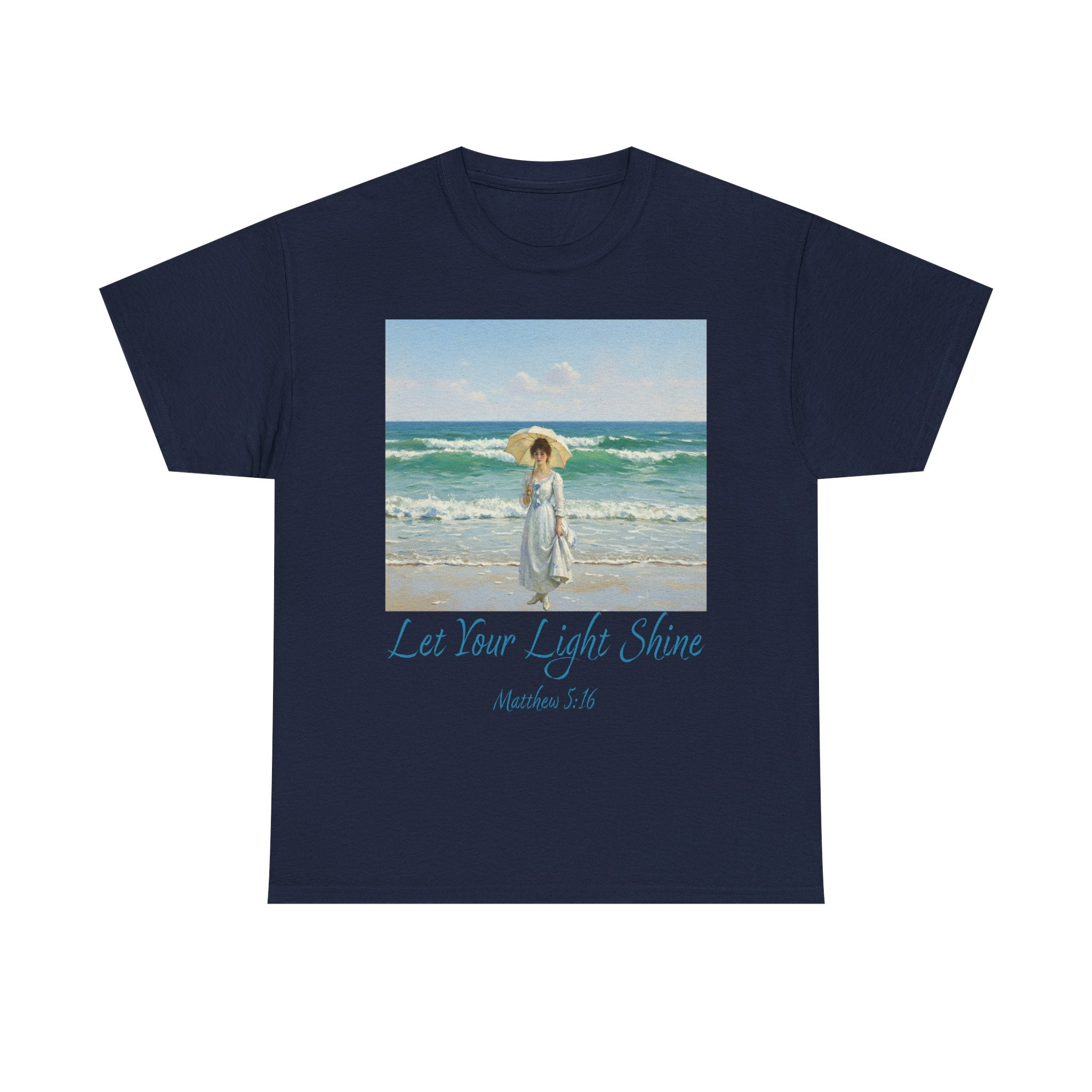 Let Your Light Shine- A Figure with a Parasol-Monet Style- Unisex Cotton Tee, Beach Vibes Shirt, Inspirational Summer Tee, Casual Gift for Her, Perfect for Days at the Shore