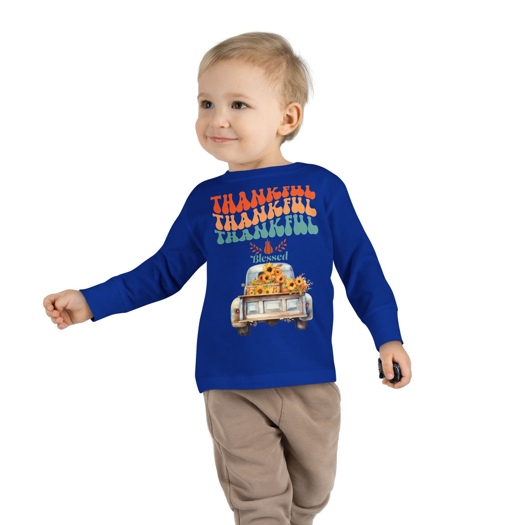 Thankful Toddler Long Sleeve Tee - Perfect for Fall Celebrations, Family Gatherings, Thanksgiving, Everyday Wear, Gifts