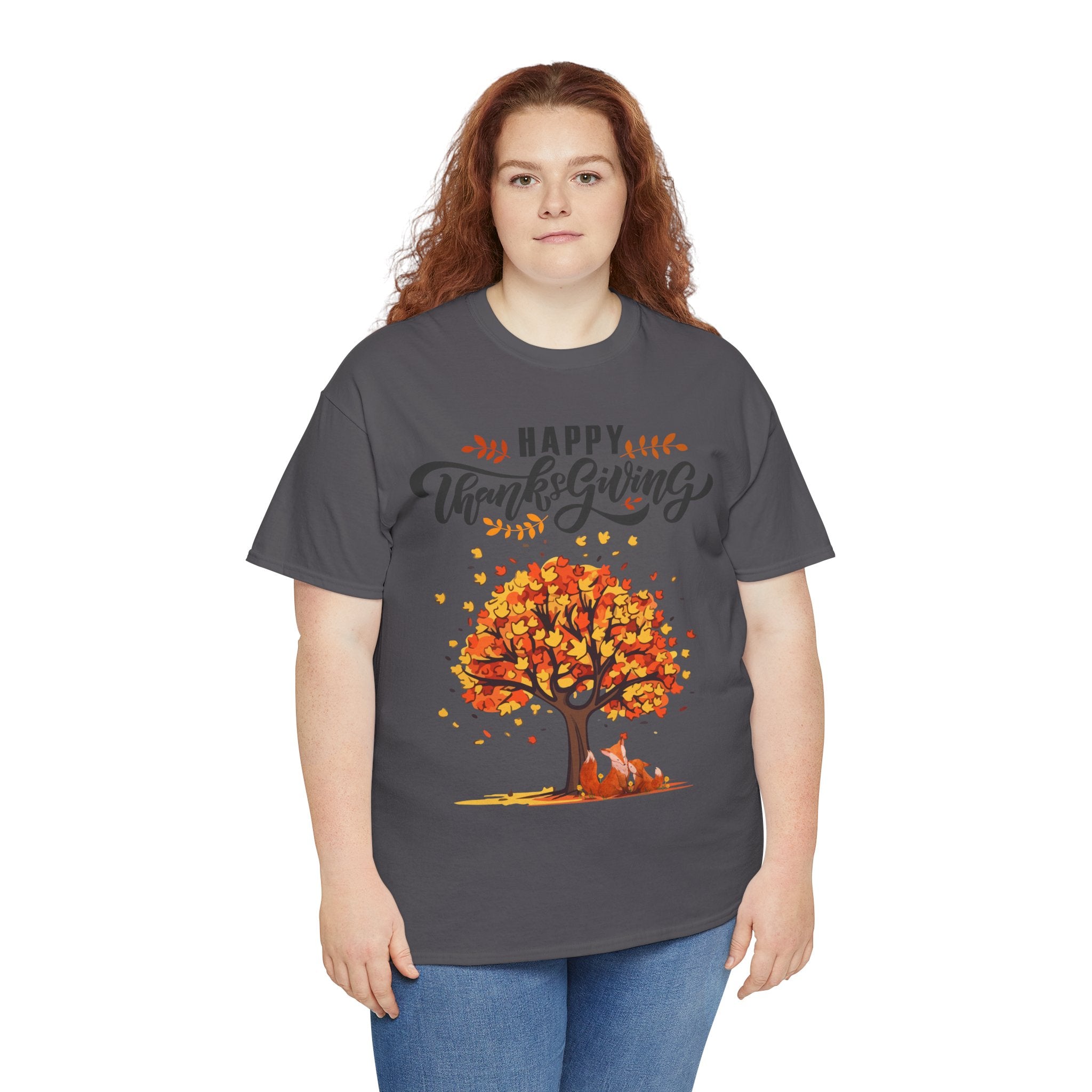 Thanksgiving Tree Tee, Fall T-Shirt, Autumn Apparel, Cozy Gift for Family, Cute Holiday Top