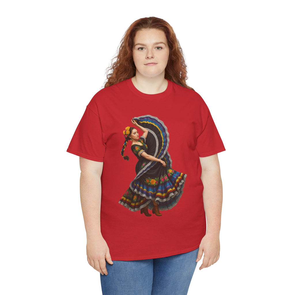 Folklórico Cultural Dance Graphic Tee, Unisex Heavy Cotton T-Shirt, Festival Apparel, Bohemian Style Shirt, Gift for Dancers, Ethnic Art Tee